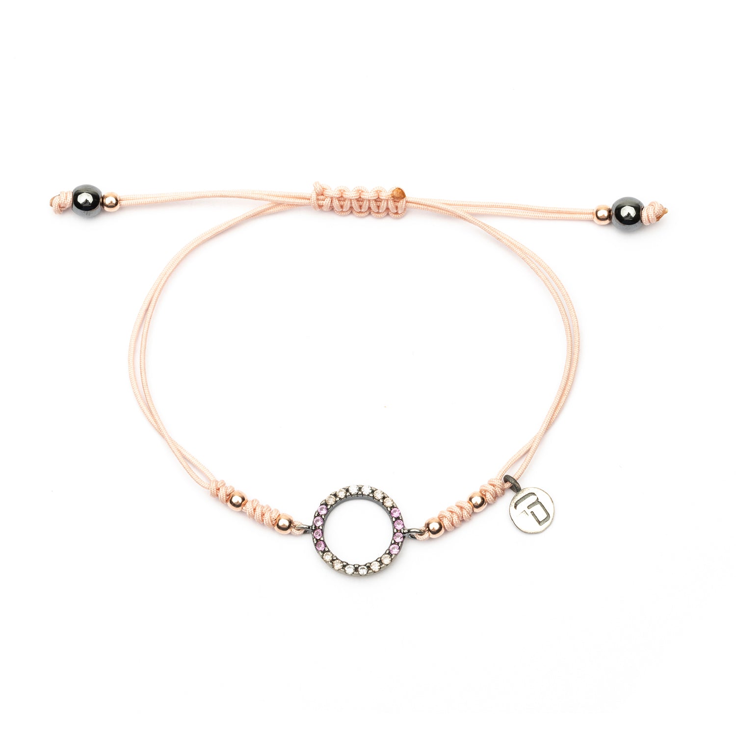 Pulsera Plata Macramé Aro Circonitas