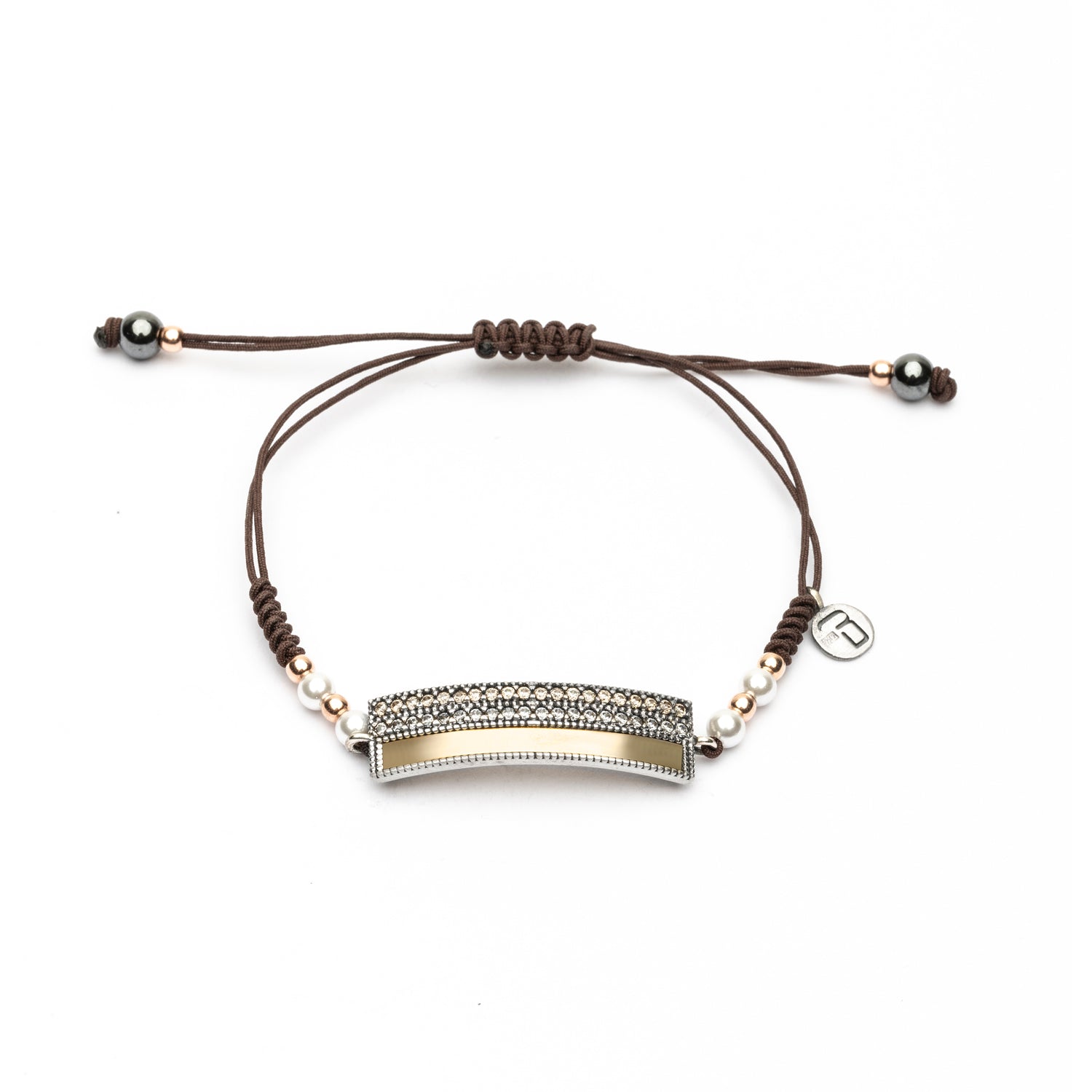 Pulsera Plata Bronce Macramé Rectangular