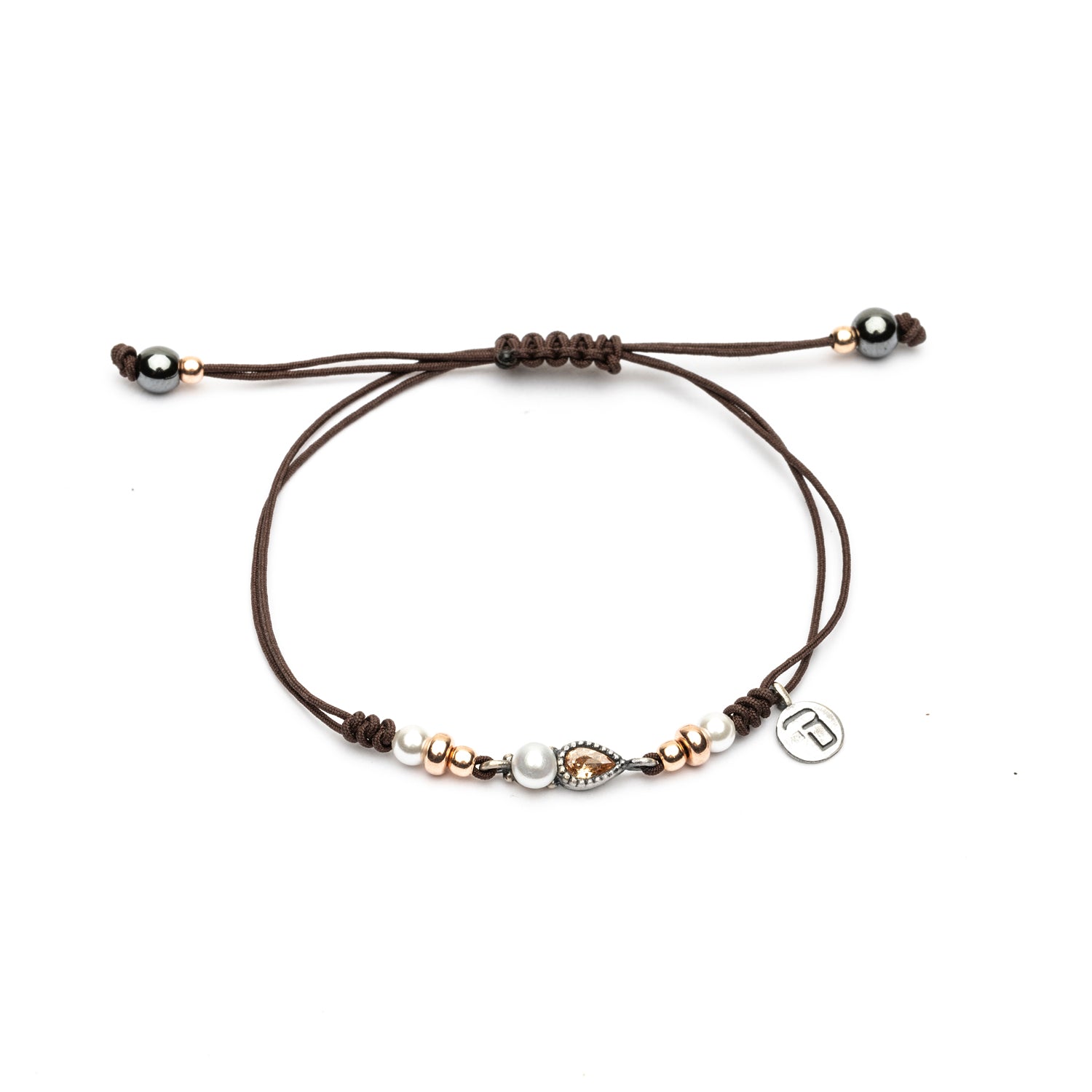 Pulsera Plata Macramé Perla