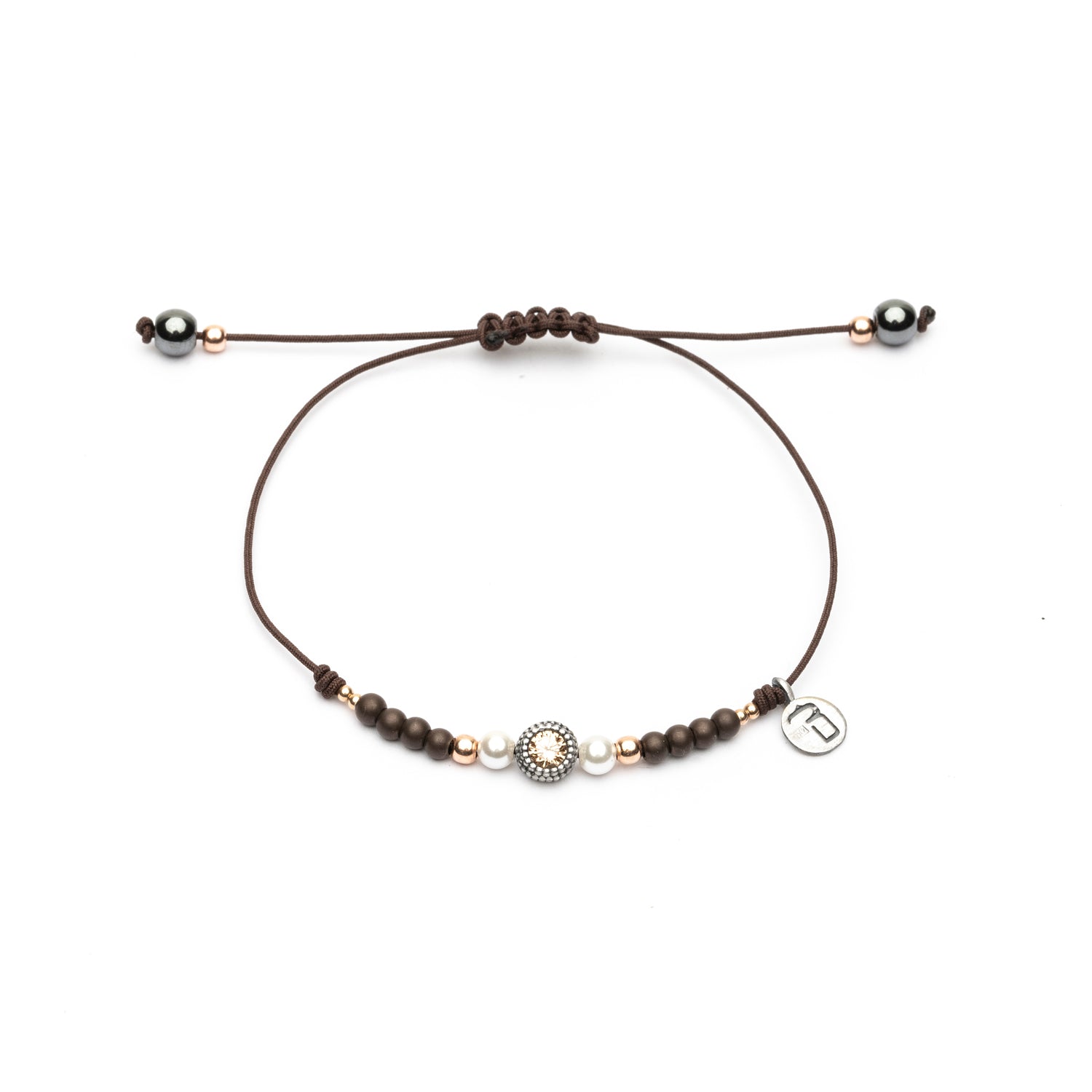 Pulsera Plata Macramé Circonita Perlas