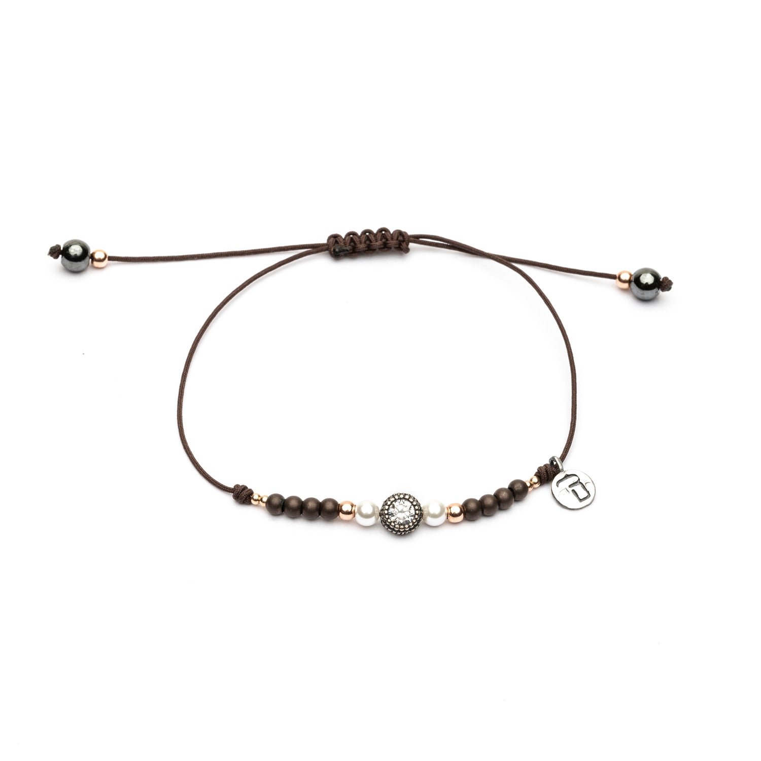 Pulsera Plata Macramé Circonita Perlas