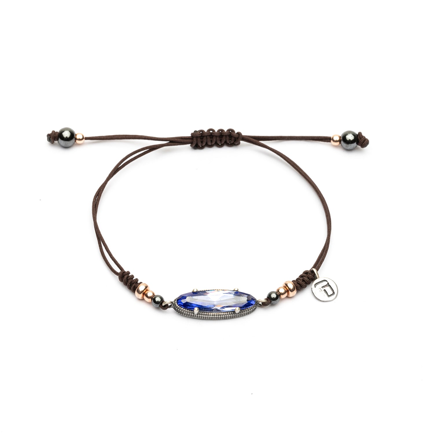 Pulsera Plata Macramé Circonita Oval