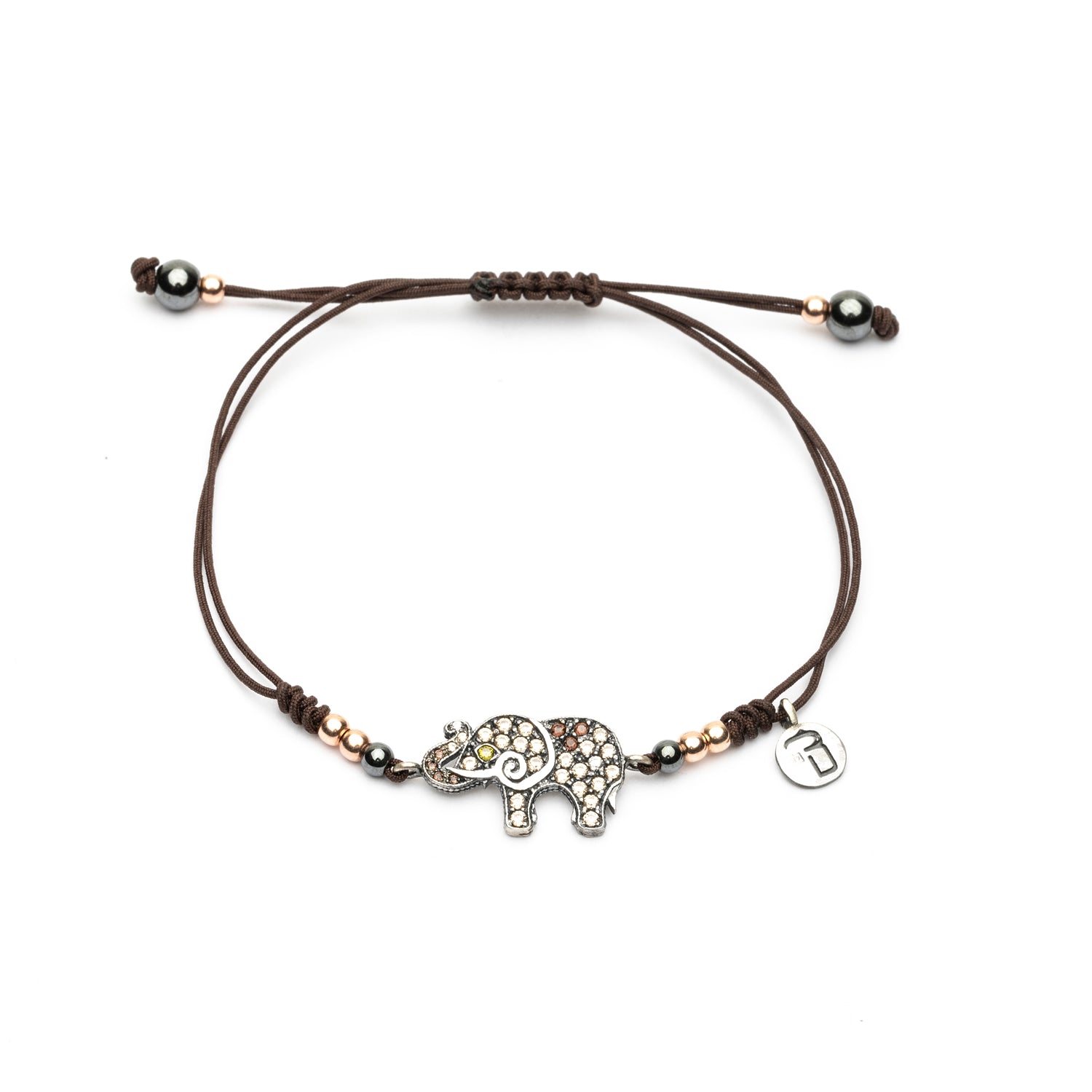 Pulsera Plata Macramé Elefante