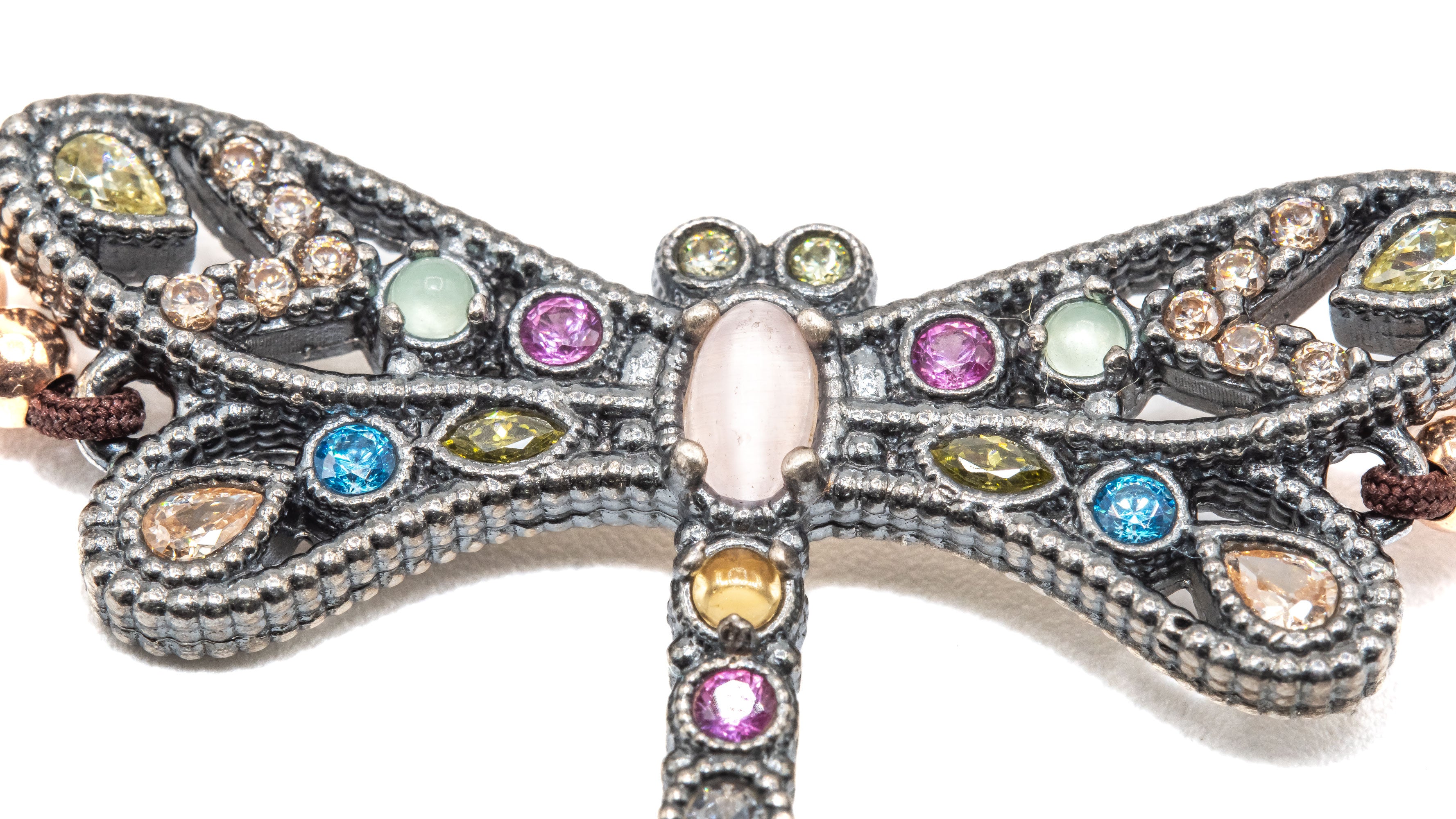 Pulsera macramé plata libélula