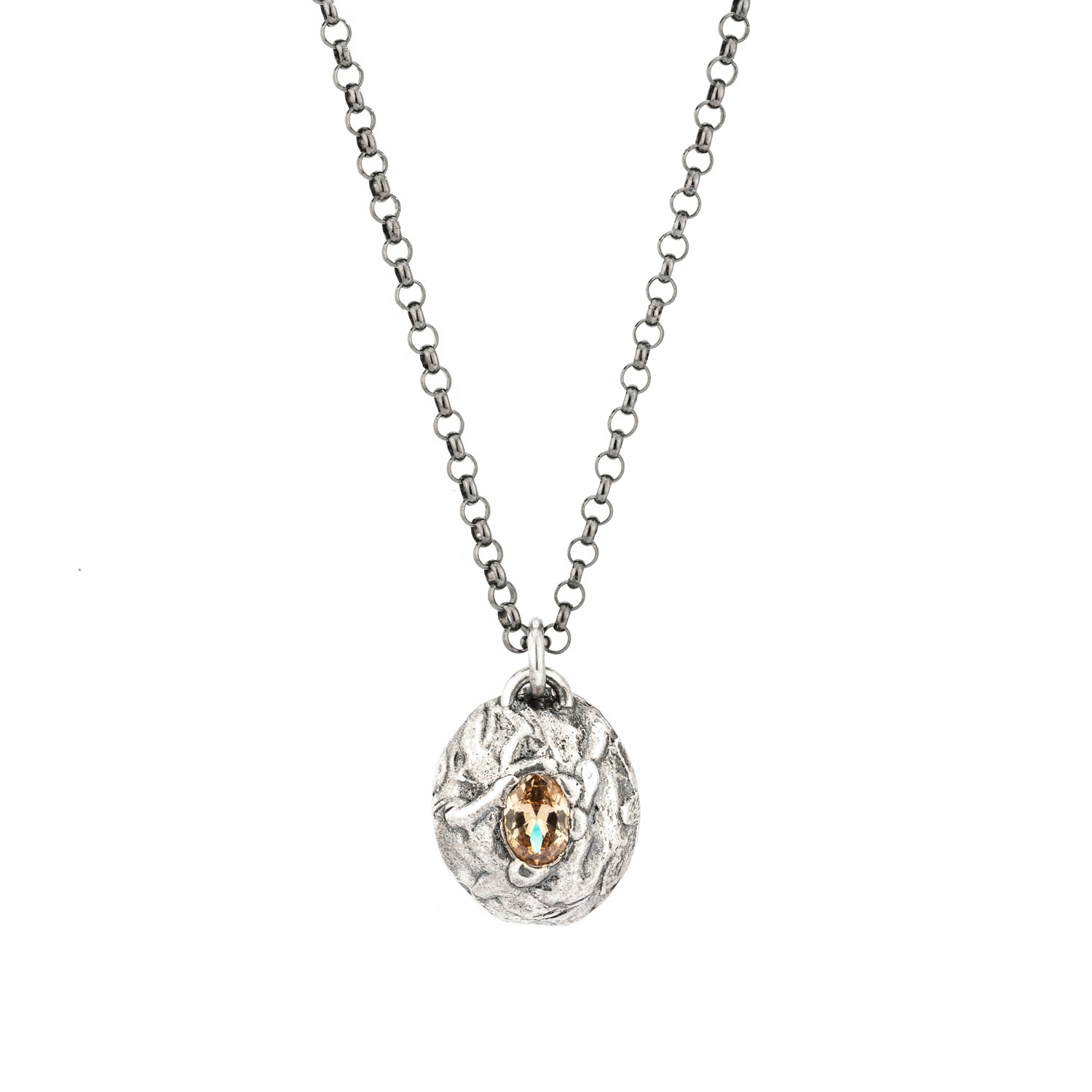 Colgante Plata Circonita Cava Oval