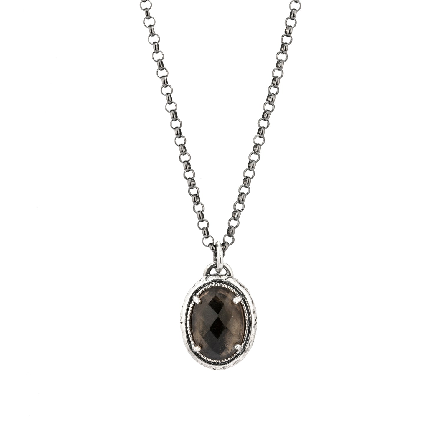 Colgante Plata Fumé Oval