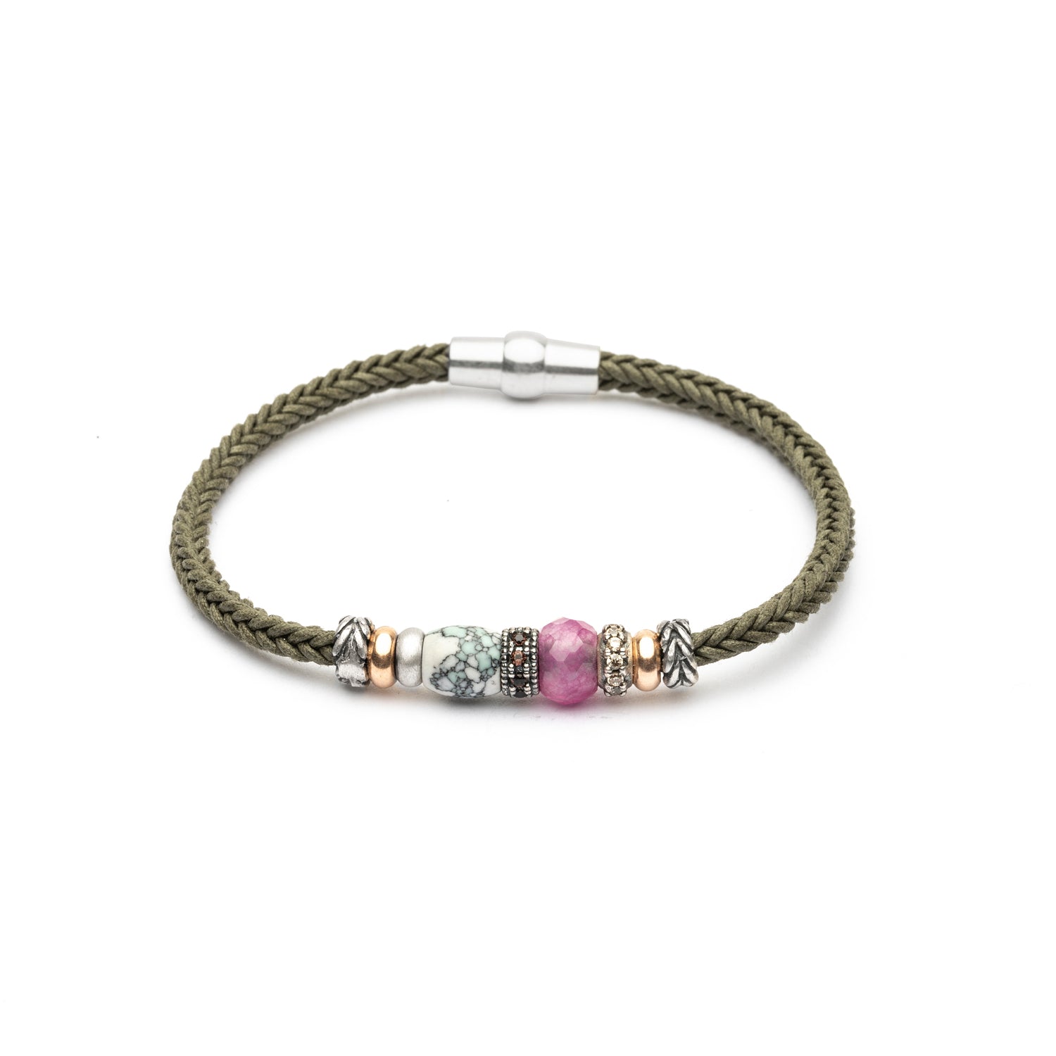 Pulsera Plata y Bronce Verde