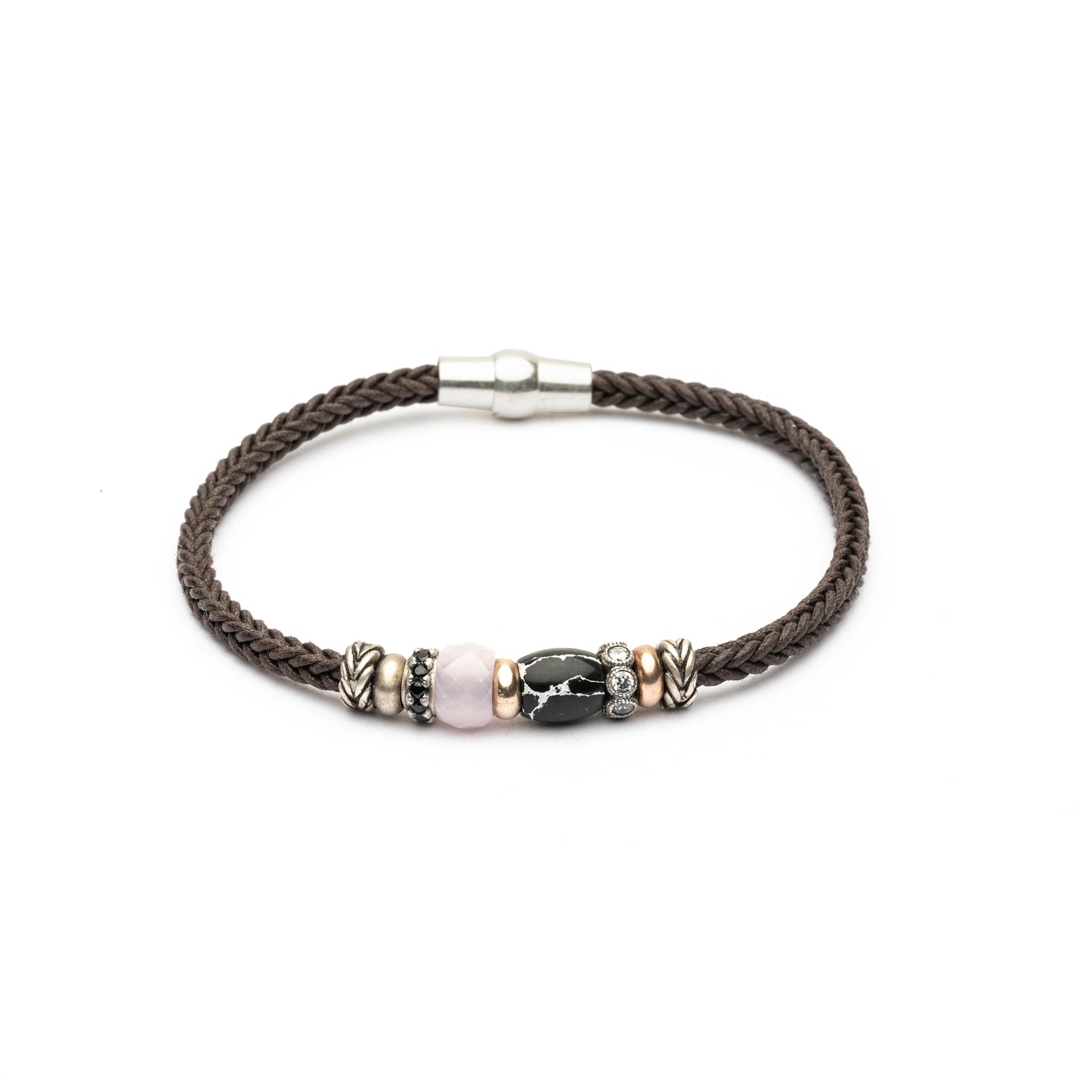 Pulsera Plata y Bronce Marrón