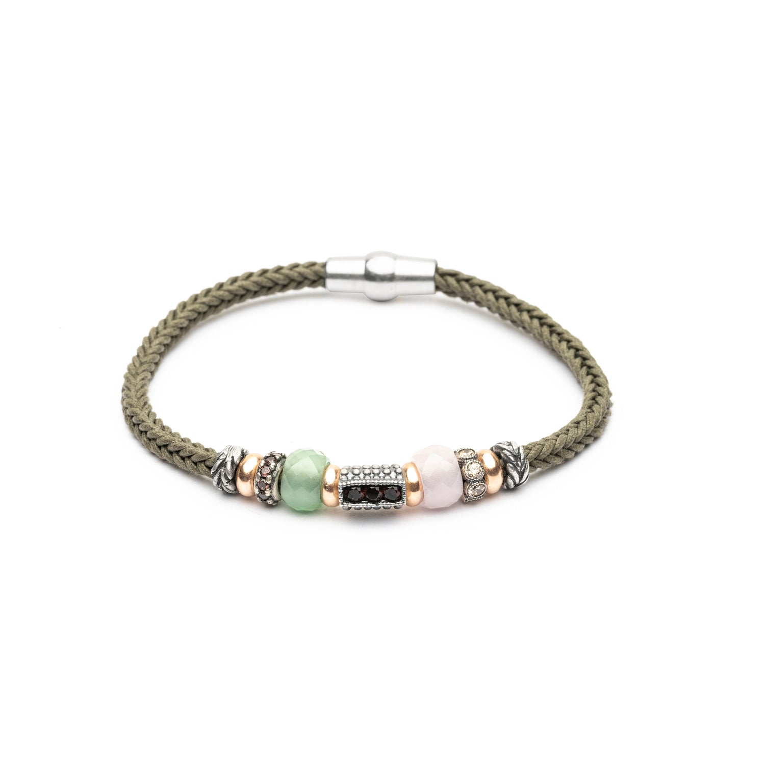 Pulsera Plata y Bronce Verde