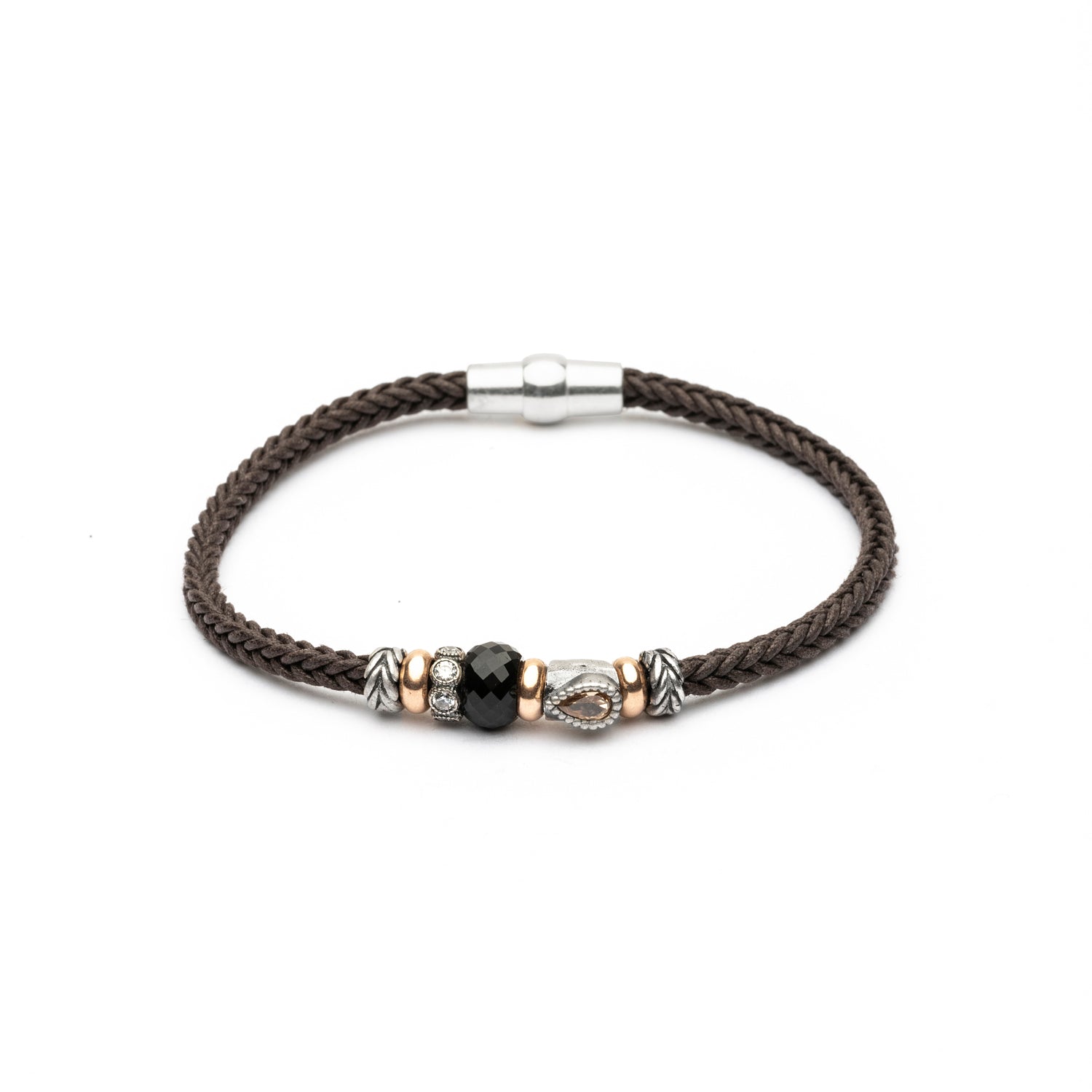 Pulsera Plata y Bronce Marrón