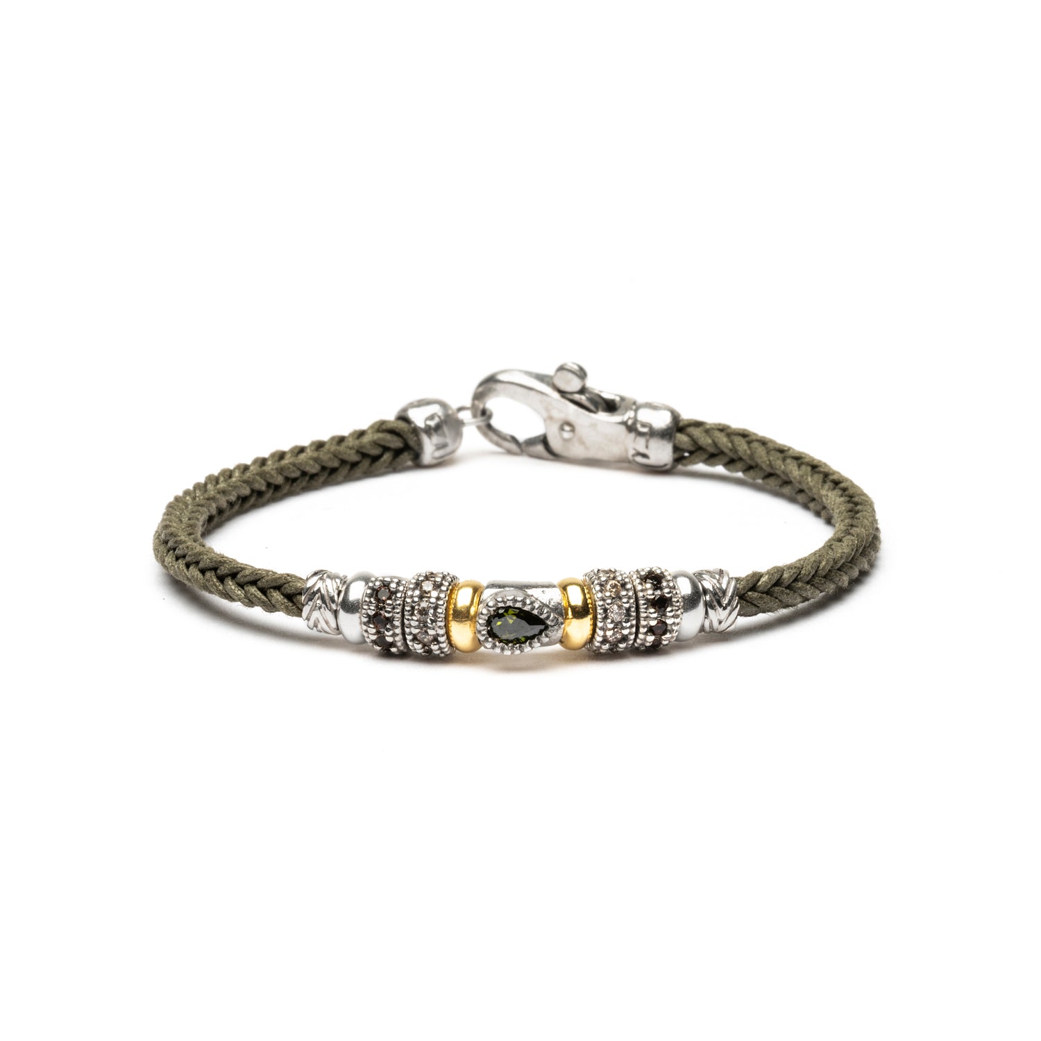 Pulsera Plata Gota Circonita Verde