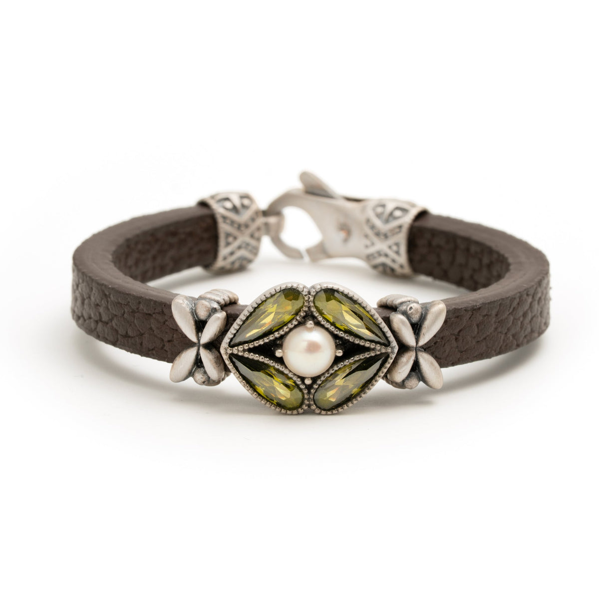 Pulsera de plata y cuero