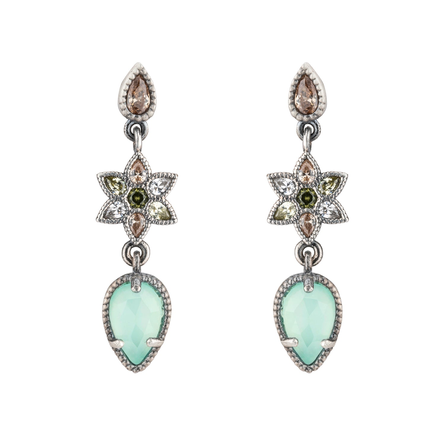 Pendientes plata flor circonitas