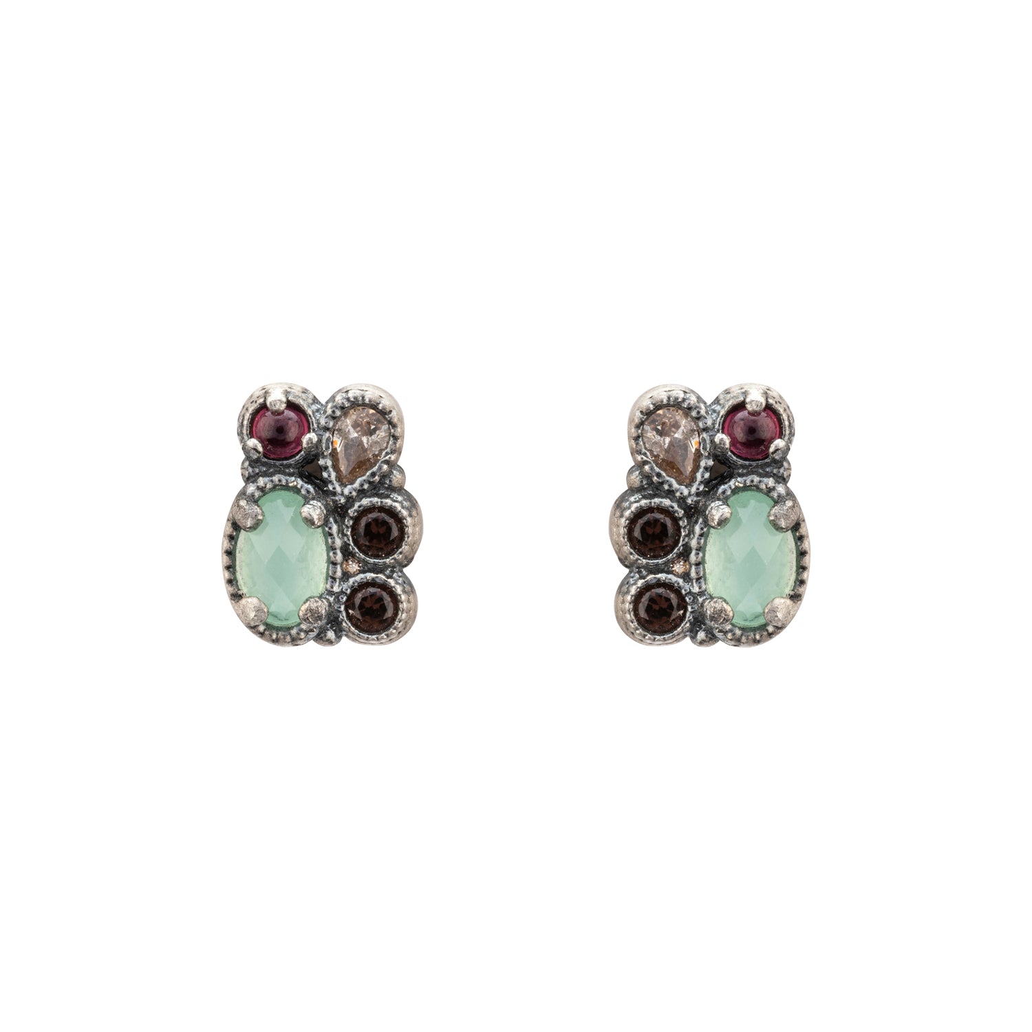 Pendientes Botón Plata