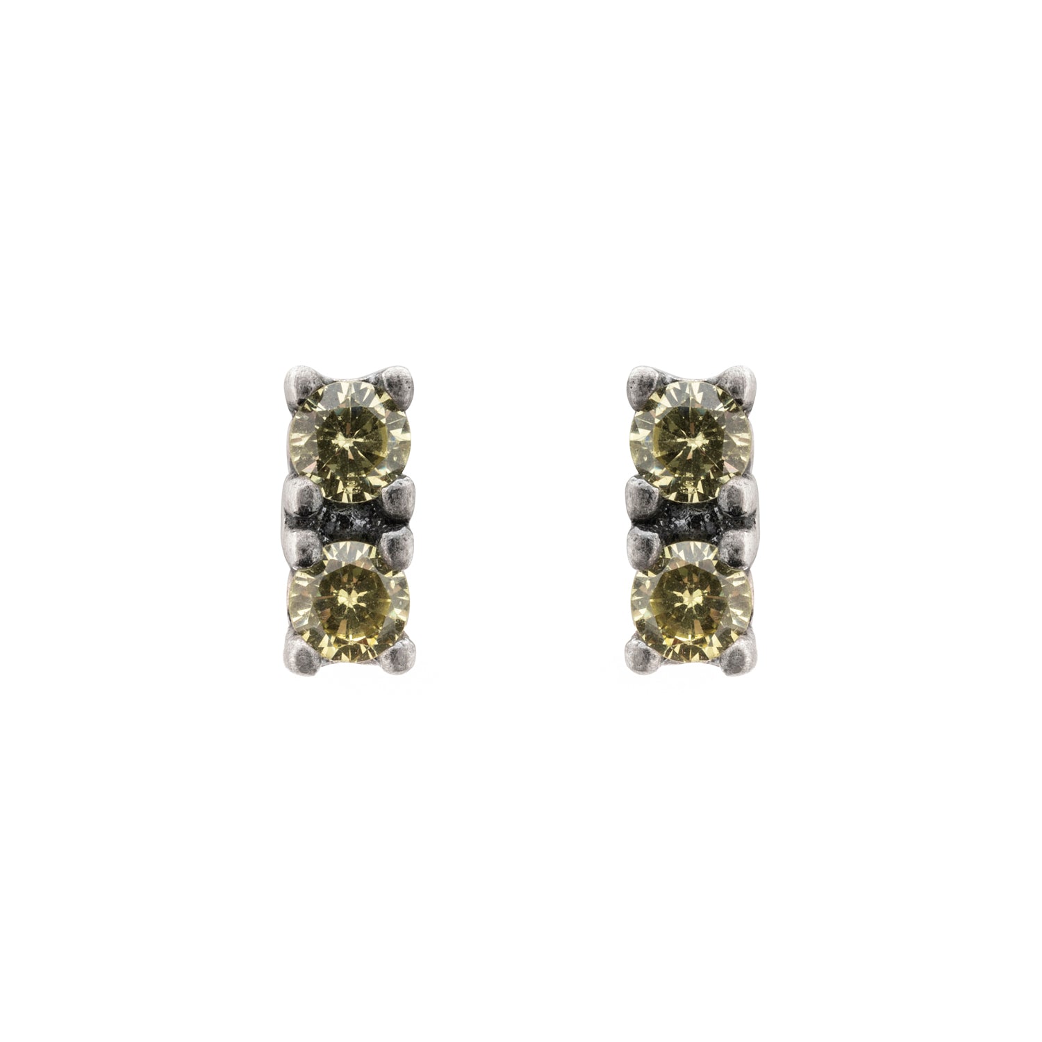 Pendientes Botón Plata Dos Circonitas