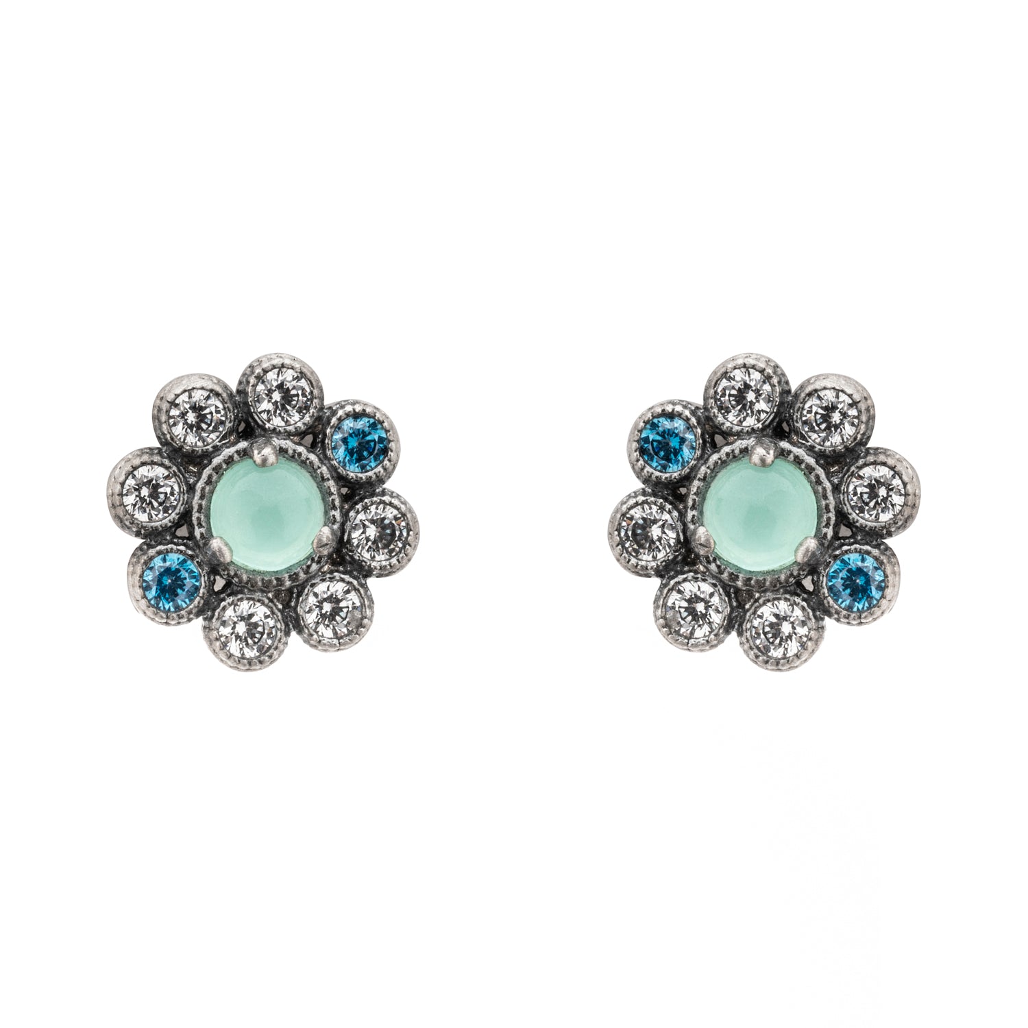 Pendientes Plata Botón Flor