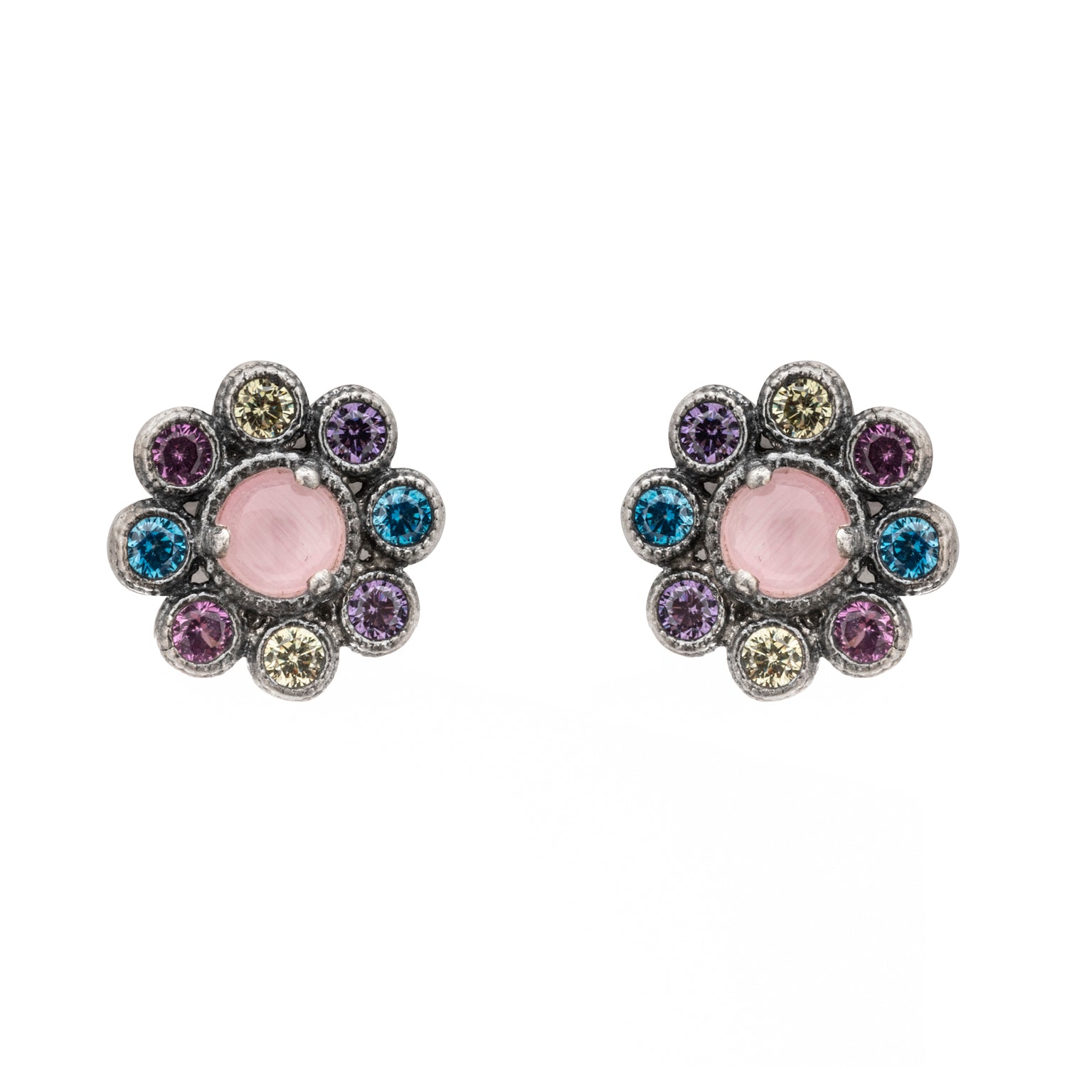 Pendientes Plata Botón Flor