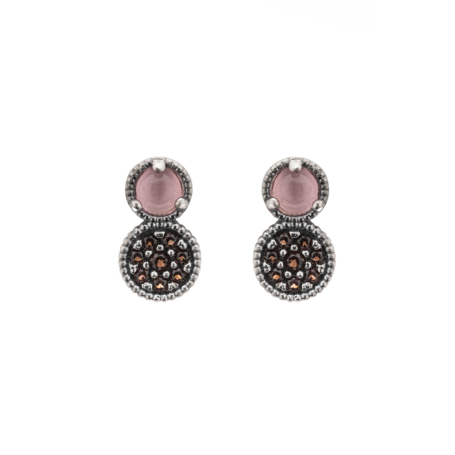 Pendientes Botón Plata Mini Pavé Circonitas