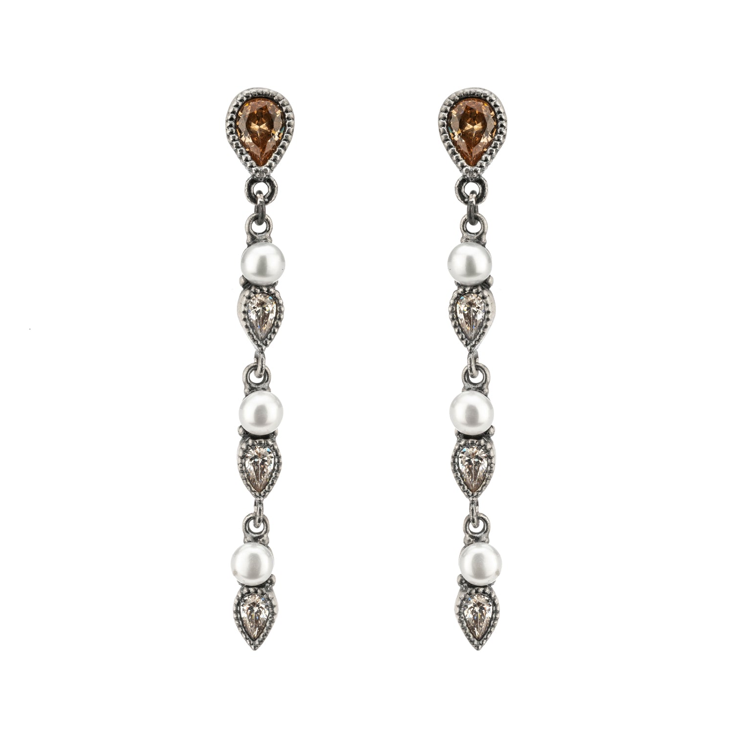 Pendientes Plata Largos Perlas