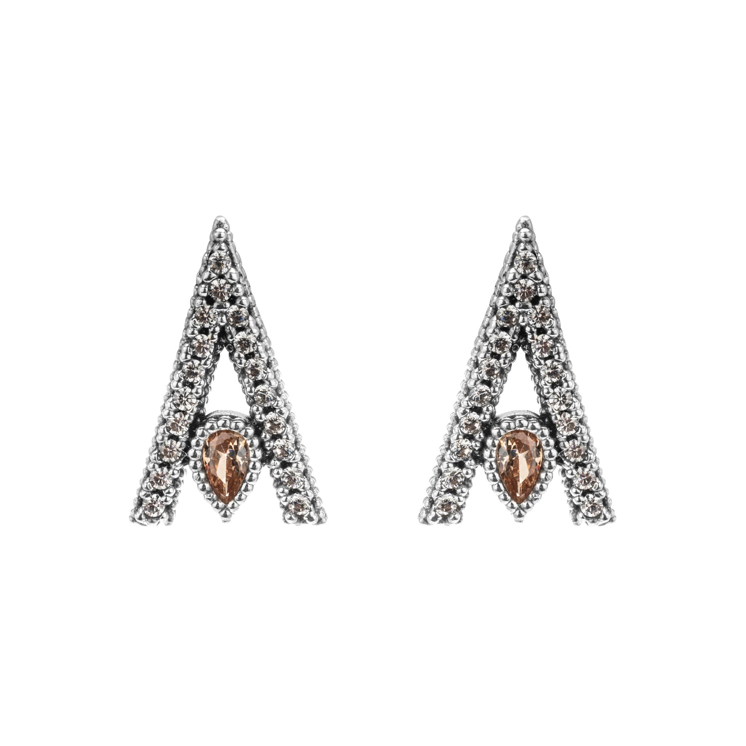 Pendientes Plata Botón Triángulo Pera Cava