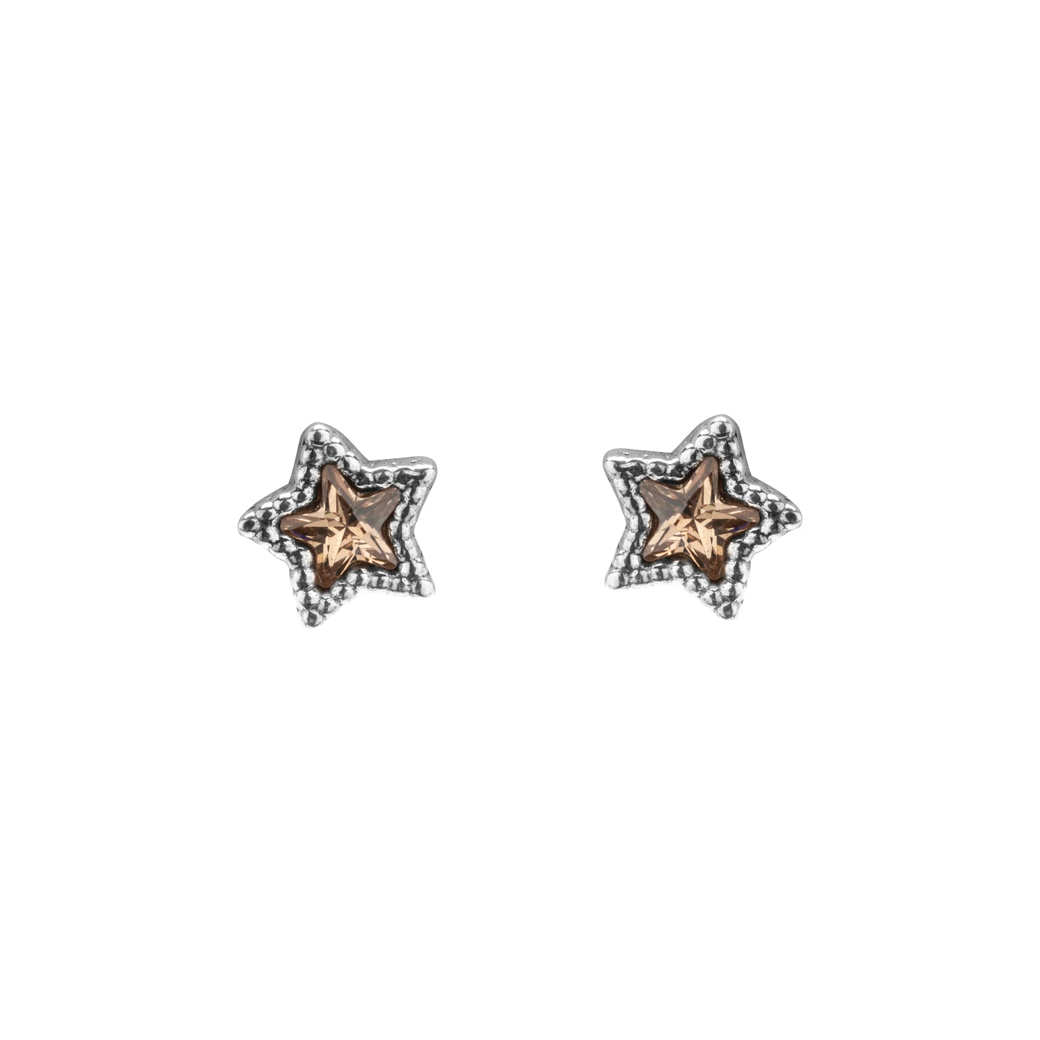 Pendientes Botón Plata Estrella Mini
