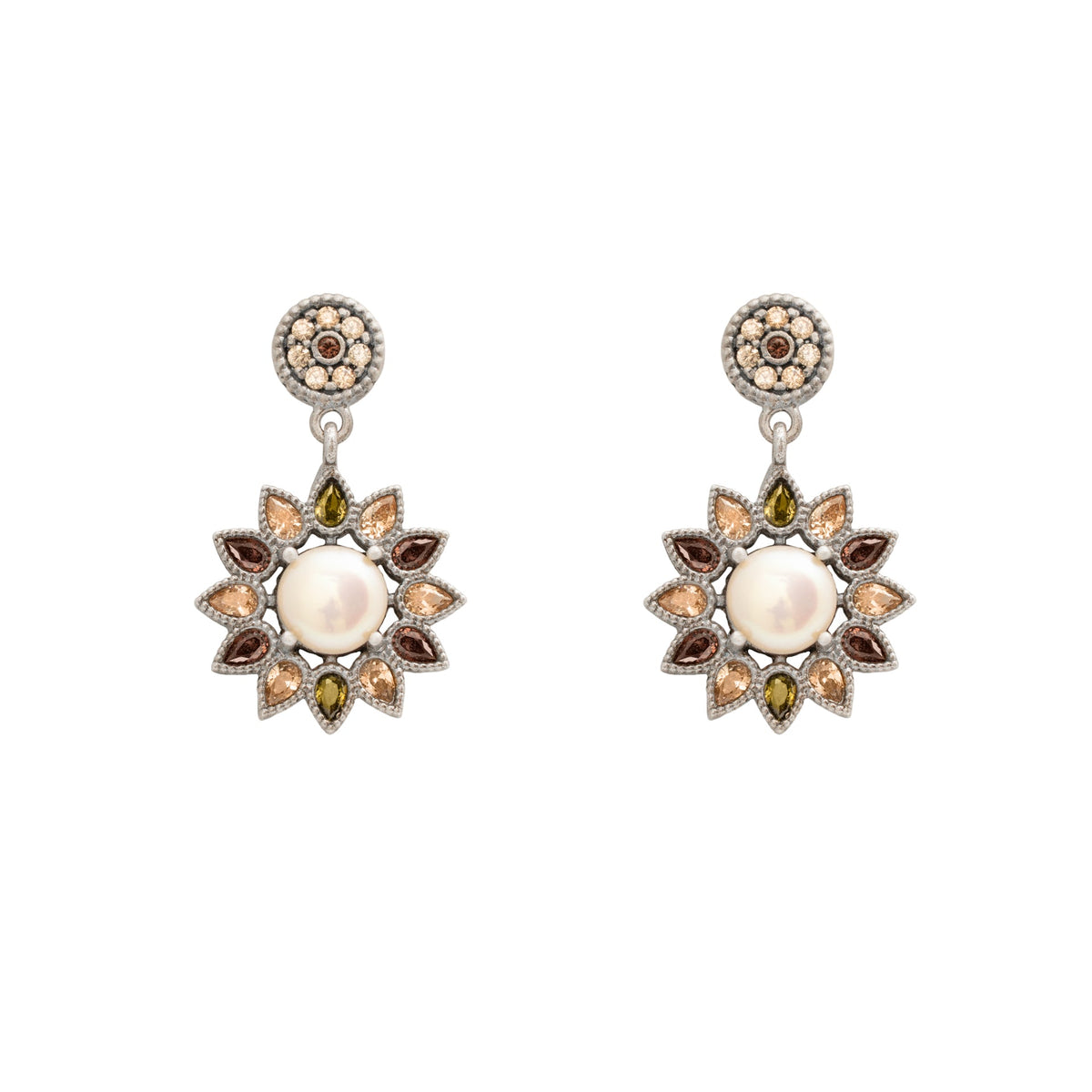 Pendientes plata flor