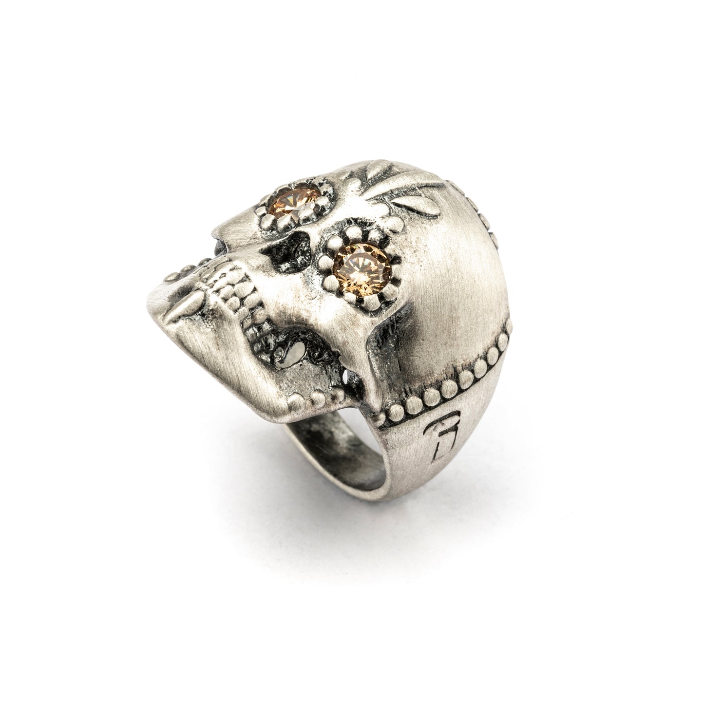SKS267 ANILLO PLATA CALAVERA OJOS CIRCONITA CAVA