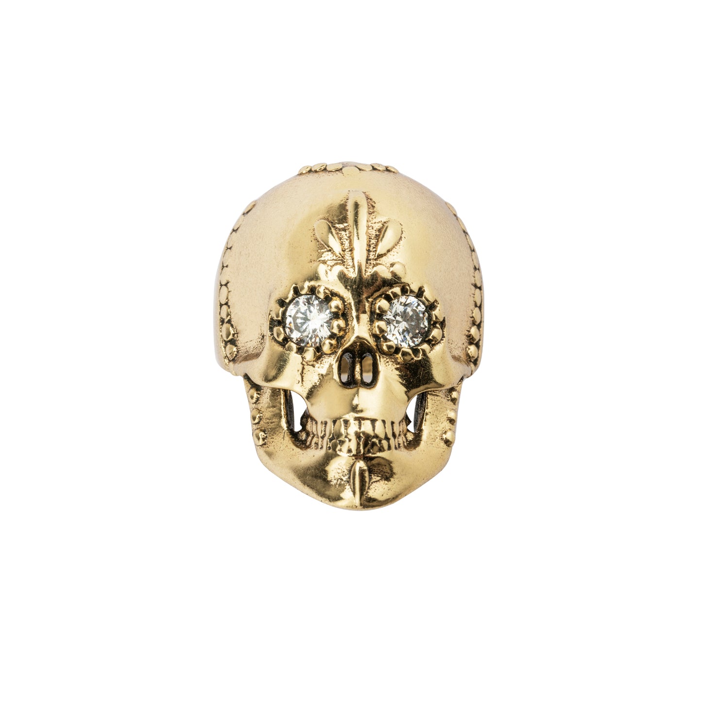 SKS271 ANILLO ORO 1KT CALAVERA, OJOS CIRCONITA BLANCA