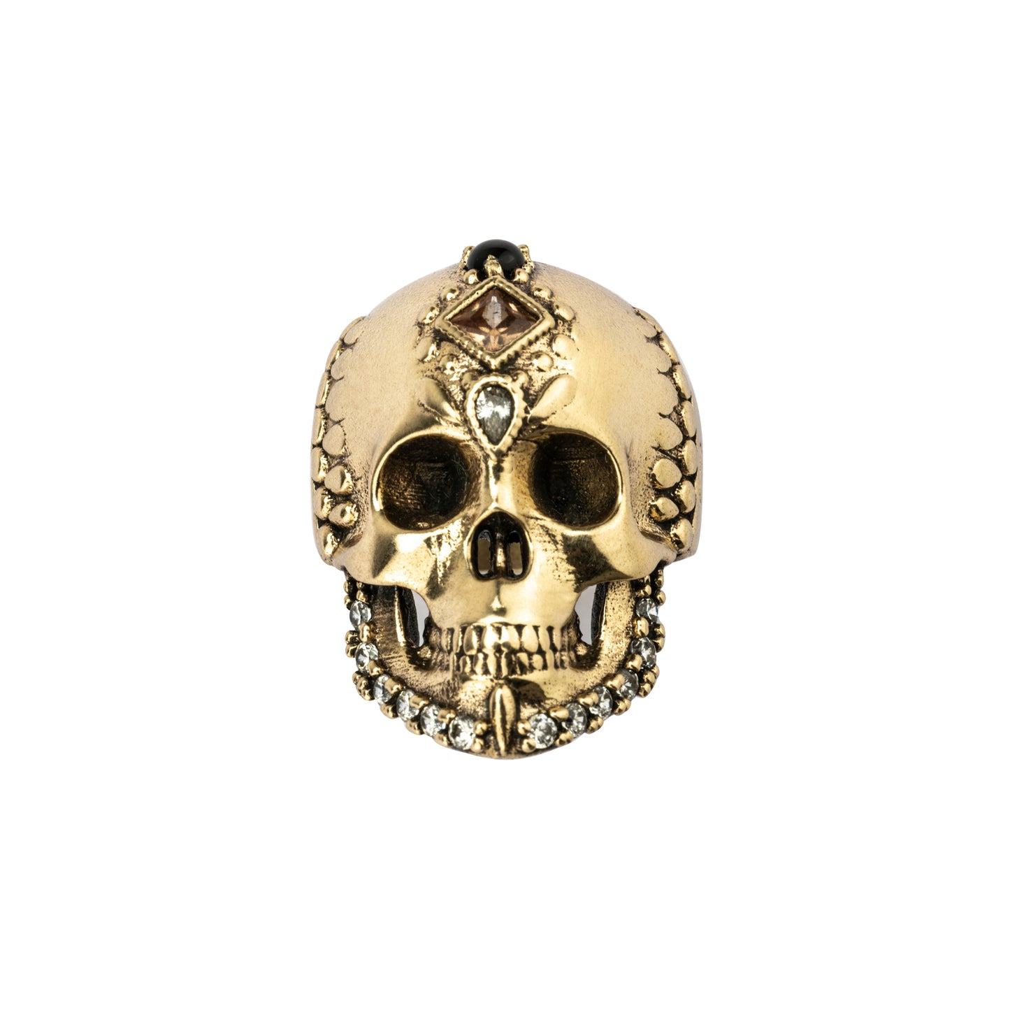SKS272 ANILLO ORO 1KT CALAVERA, MENTÓN CIRCONITA BLANCA
