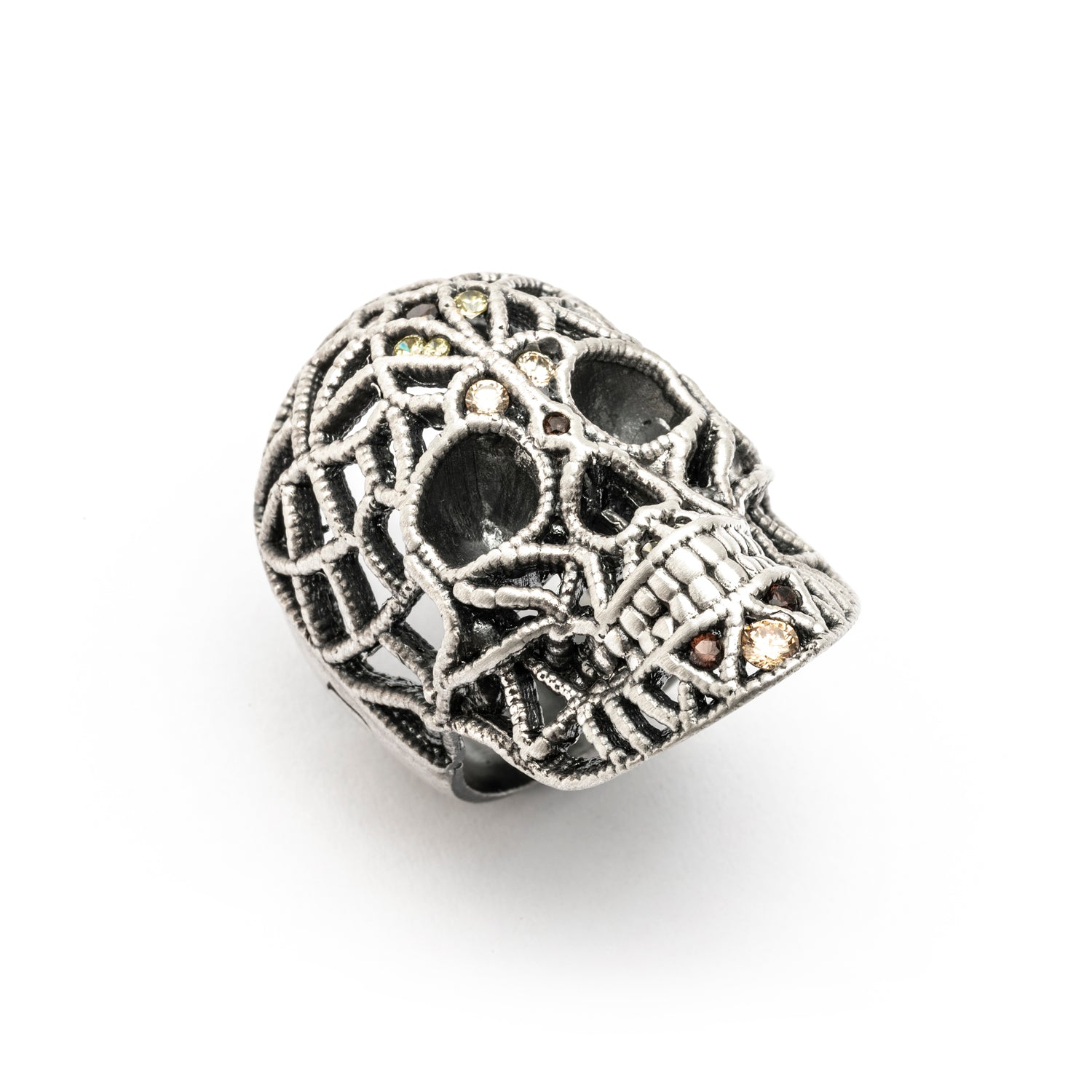 Anillo Calado Calavera Grande Plata