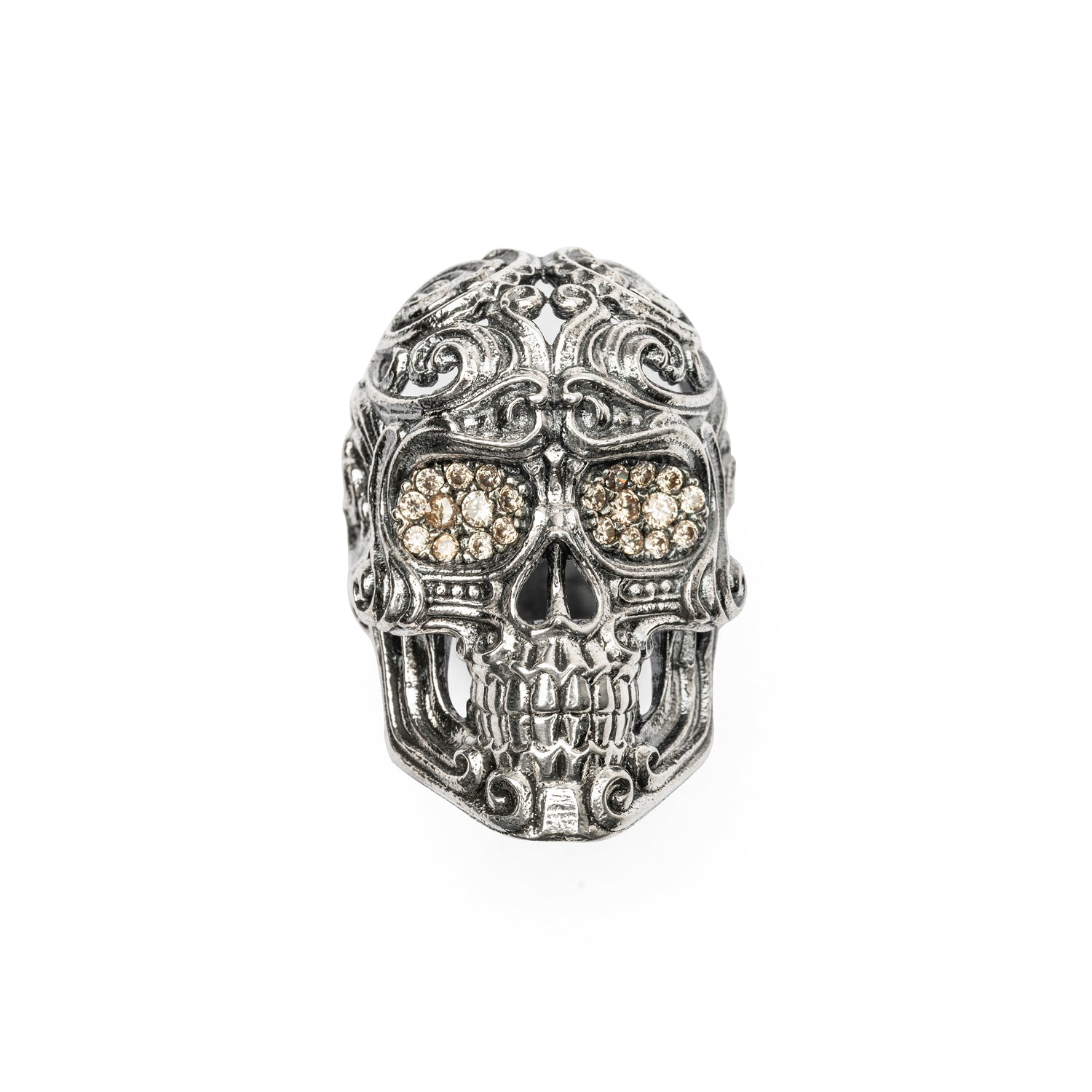 Anillo Calavera Barroca Grande Plata