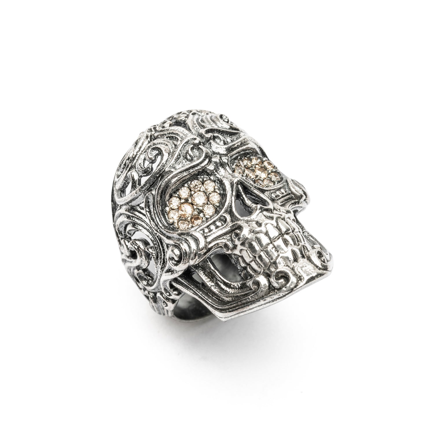 Anillo Calavera Barroca Grande Plata