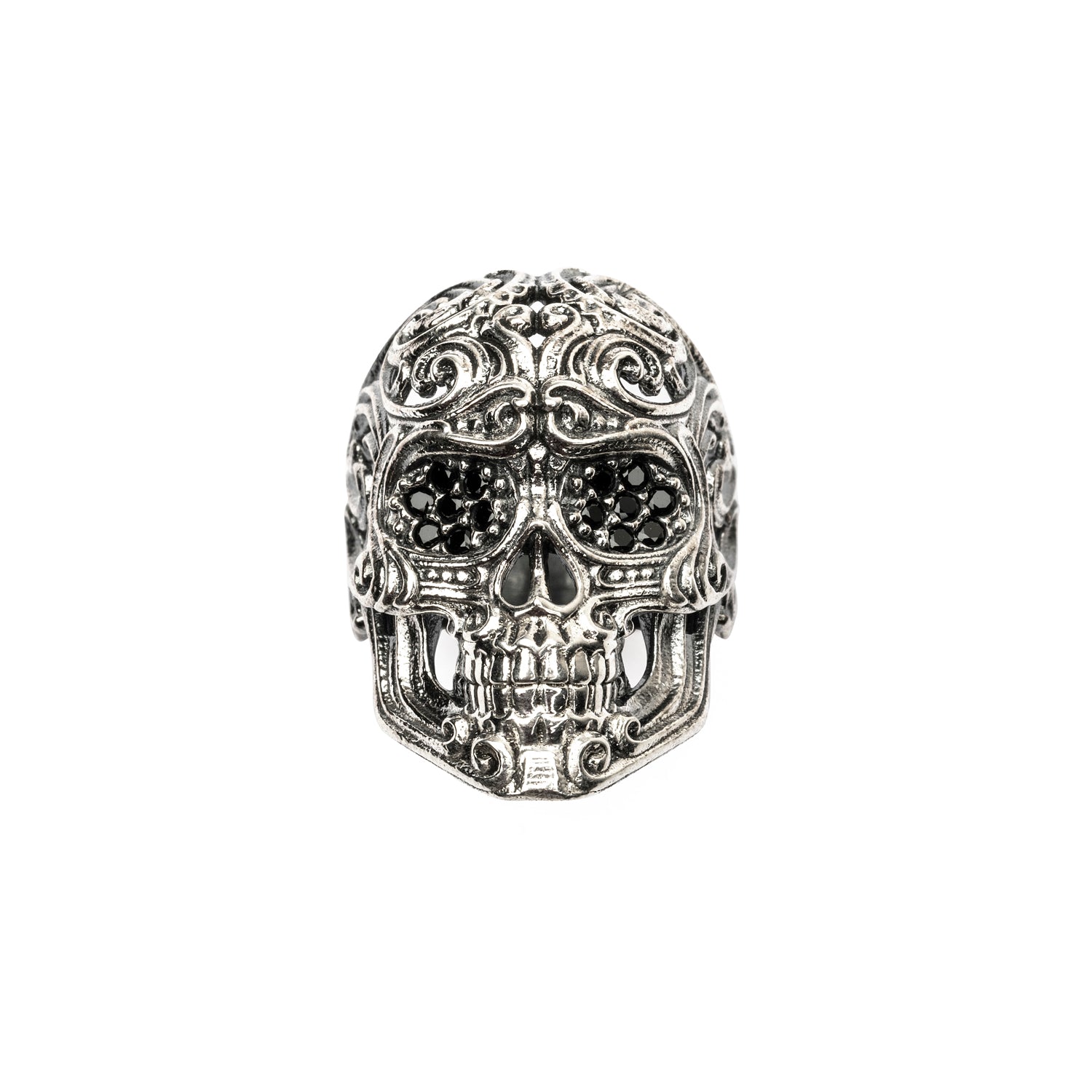 Anillo Calavera Barroca Mediano Plata