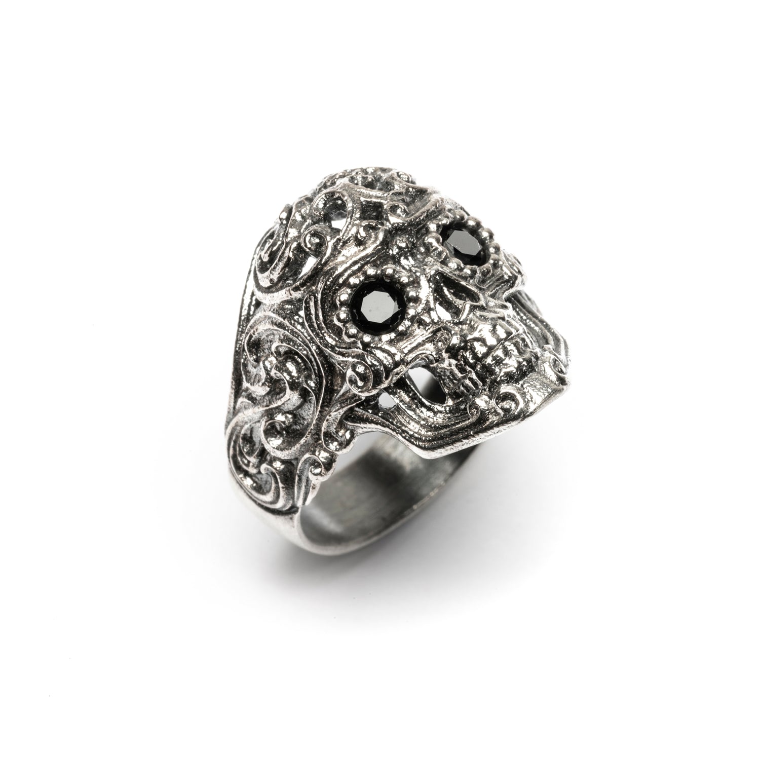 Anillo Calavera Barroca Pequeño Plata