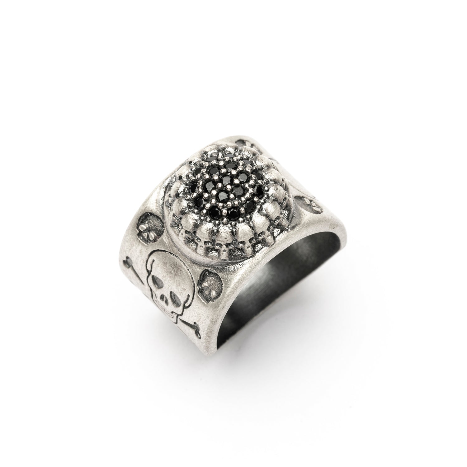 Anillo Ancho Calavera Plata