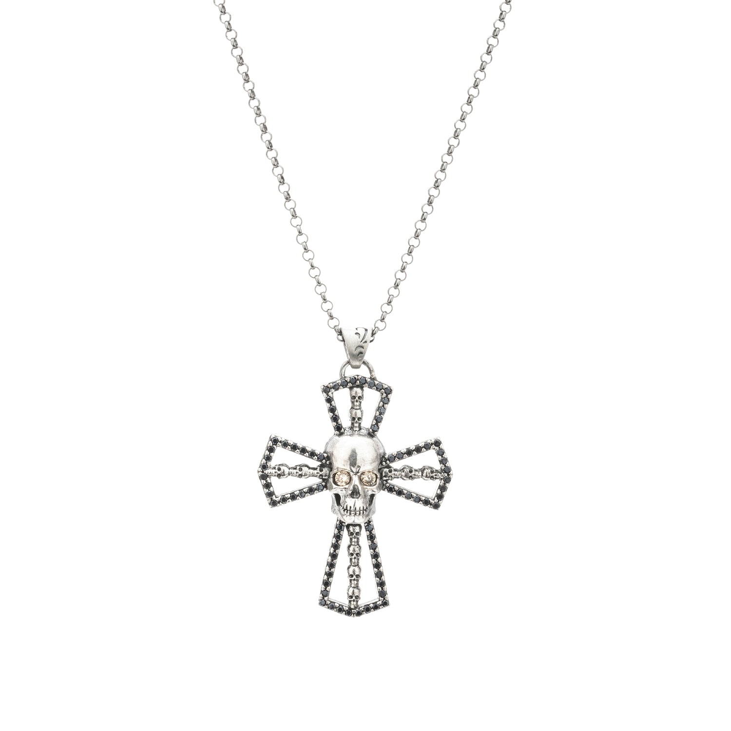 Colgante Plata Grande Calavera Cruz