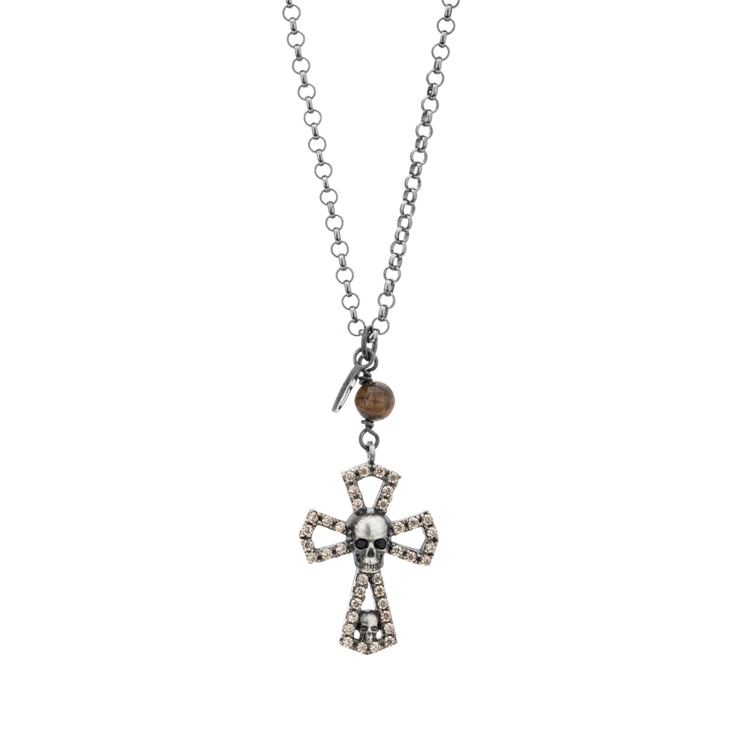 Colgante Plata Calavera Cruz