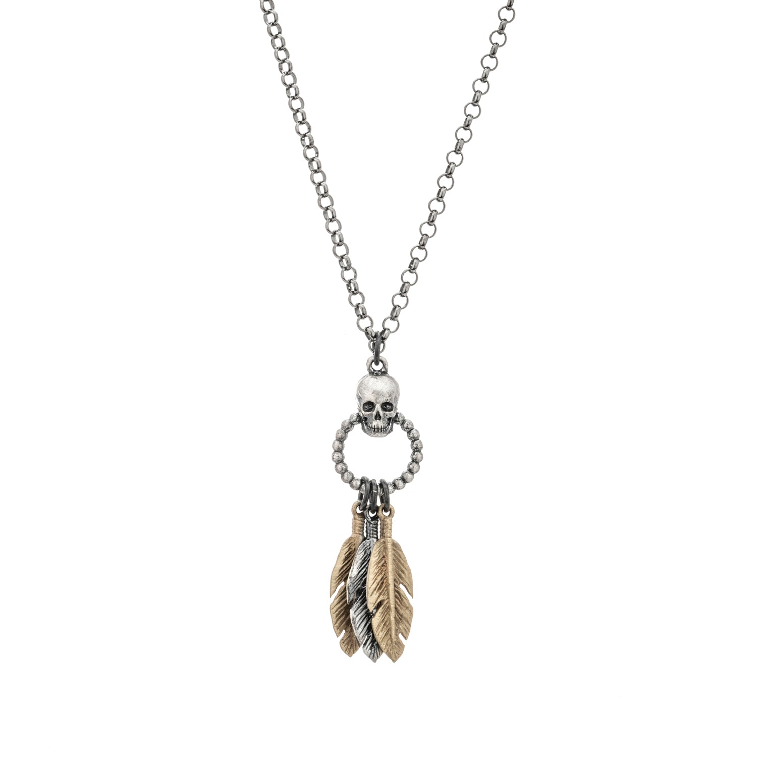 Colgante Plata Calavera Plumas