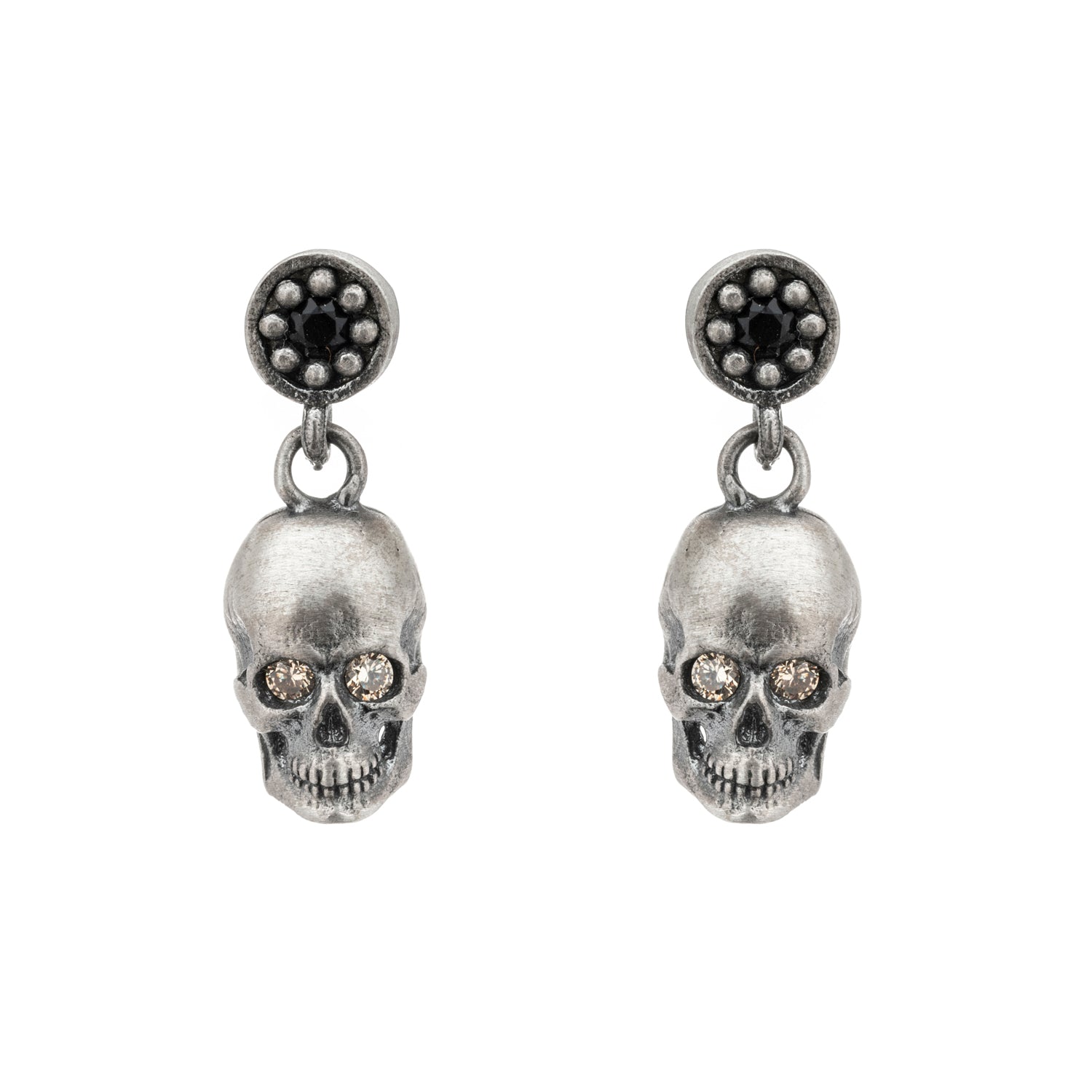 Pendientes Calavera Plata Circonitas