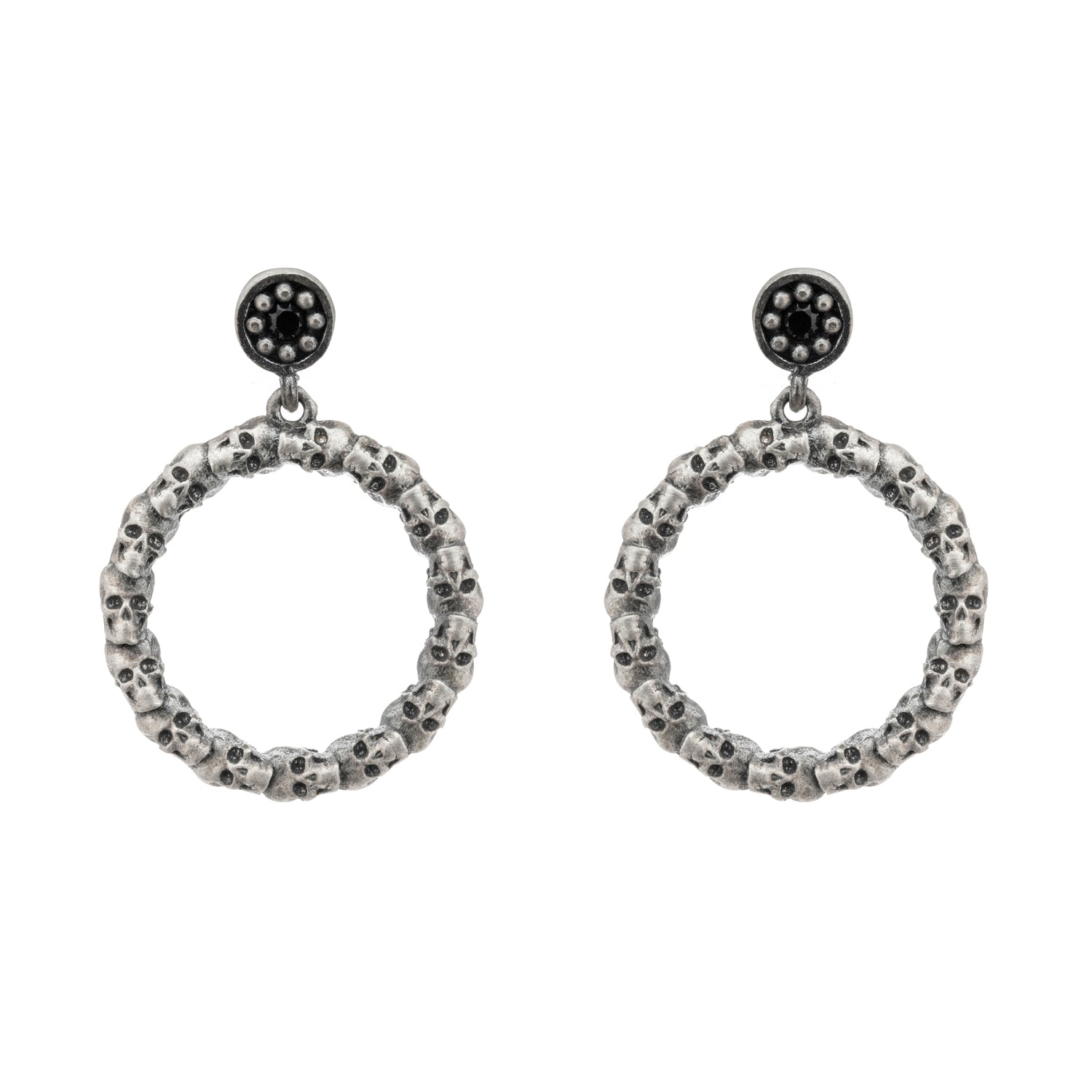 Pendientes Aro Calavera Plata