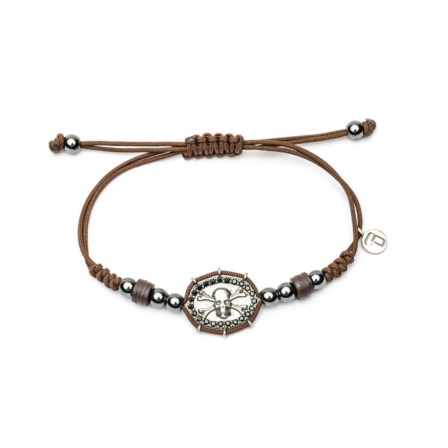 Pulsera Plata Macramé Calavera