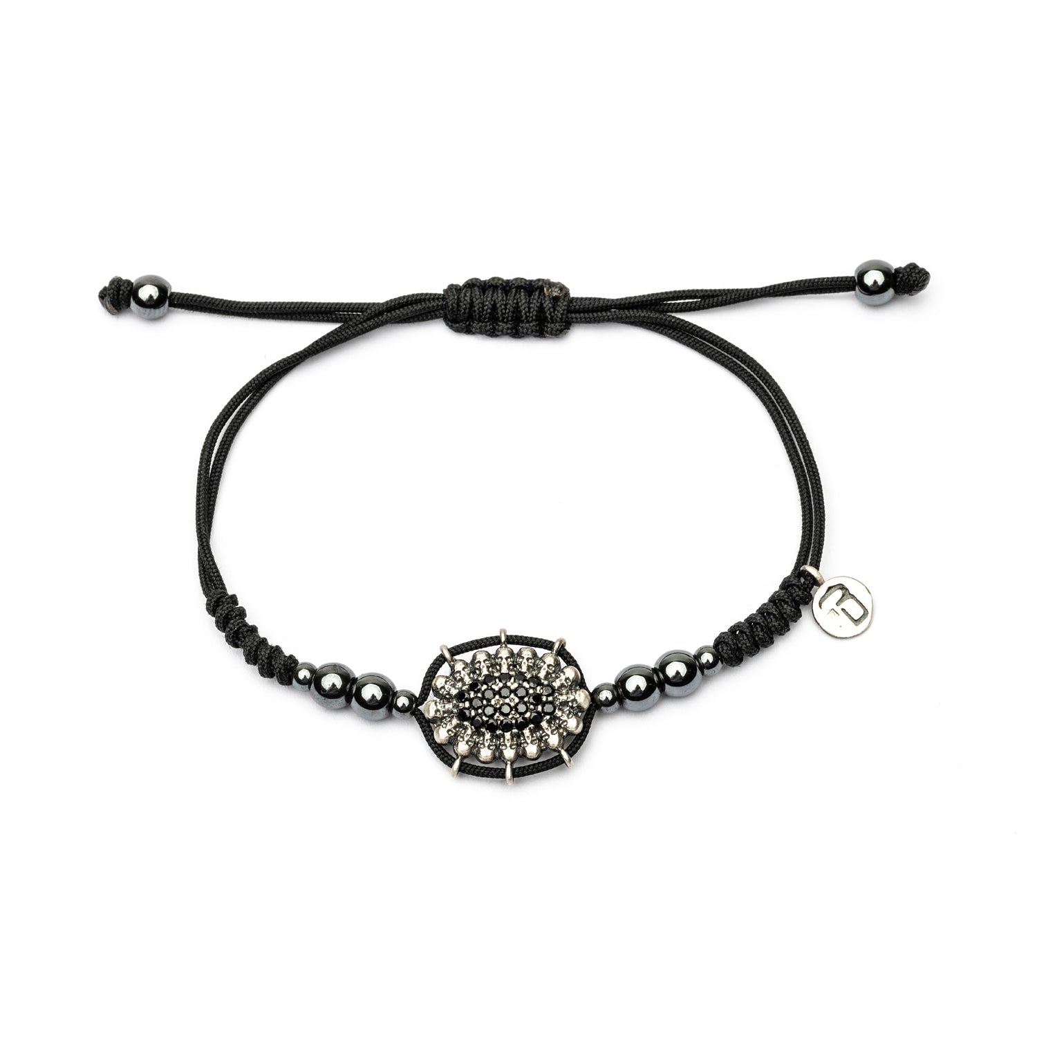 Pulsera Plata Macramé Calavera