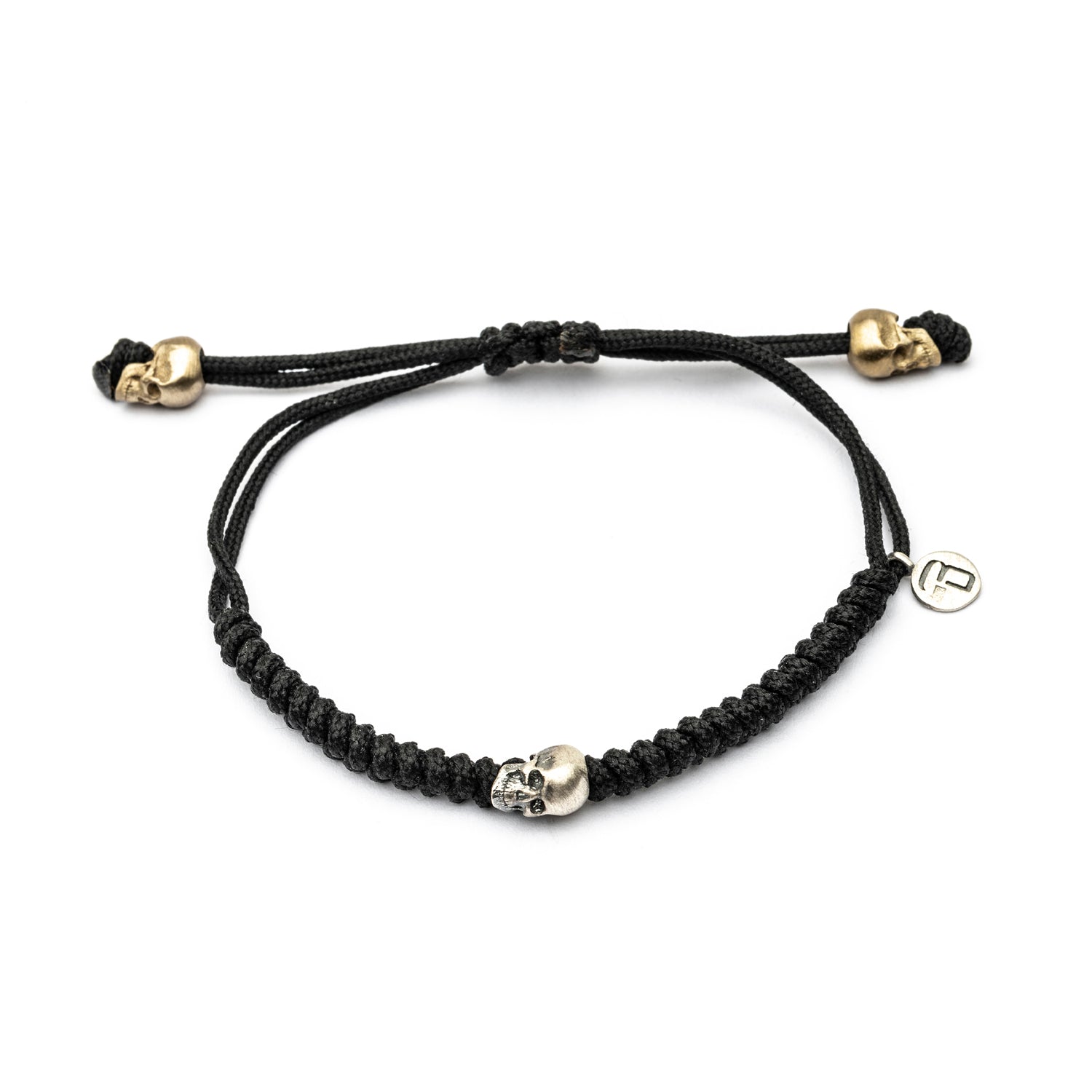Pulsera Plata Macramé Calavera