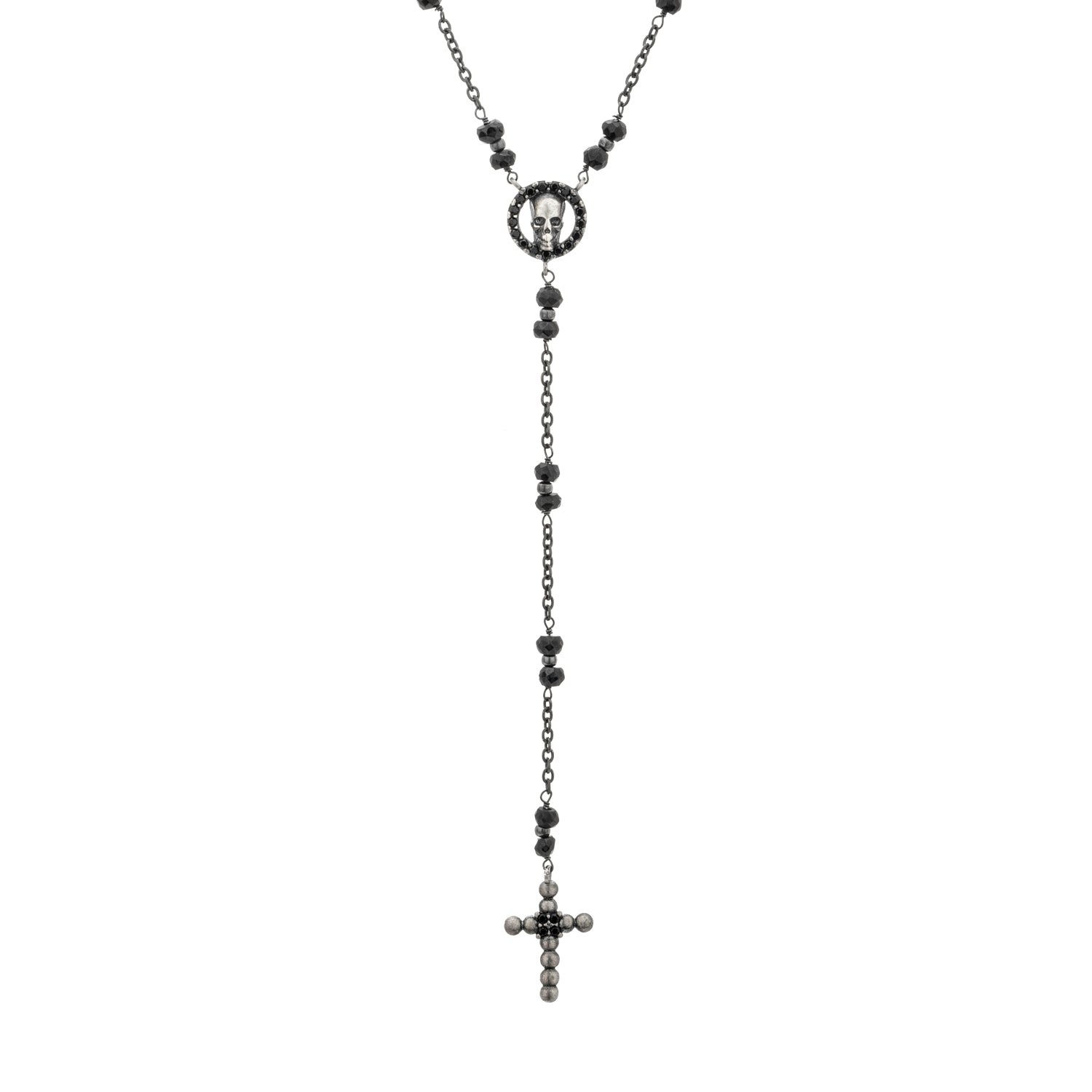 Colgante Plata Cruz Calavera Rosario