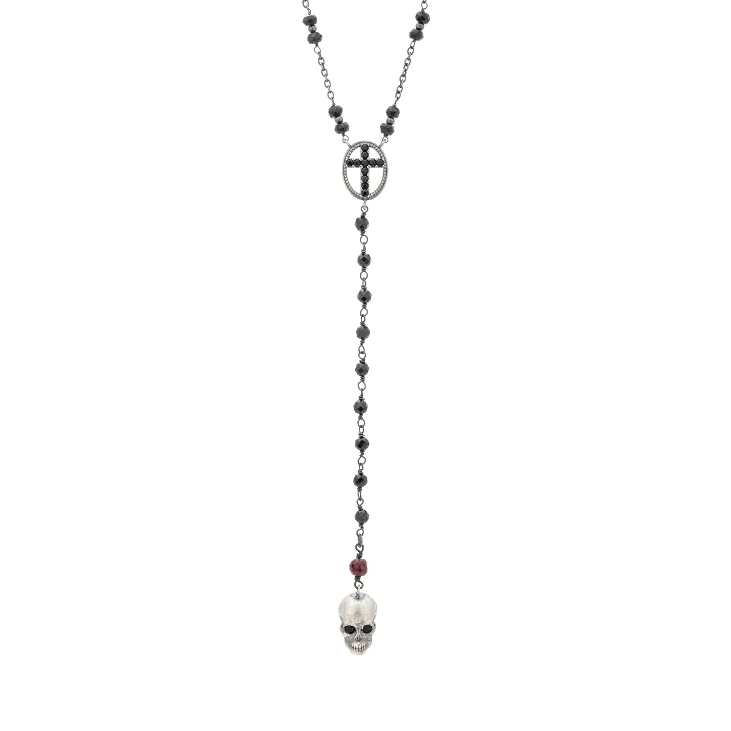 Colgante Plata Cruz Calavera Rosario