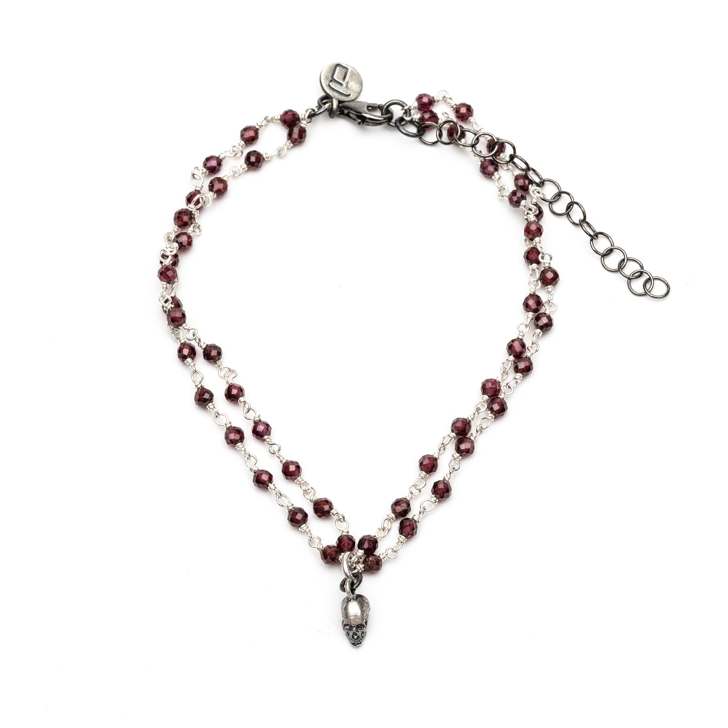 Pulsera Plata Calavera Rosario