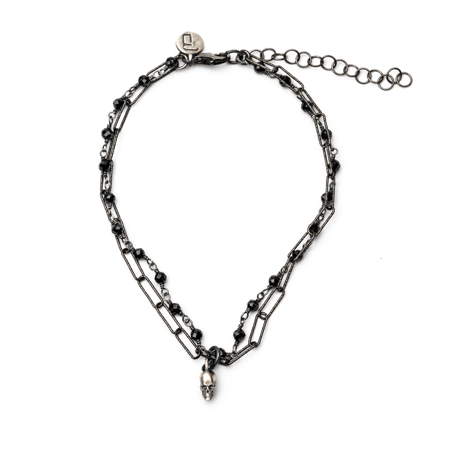 Pulsera Plata Calavera Rosario