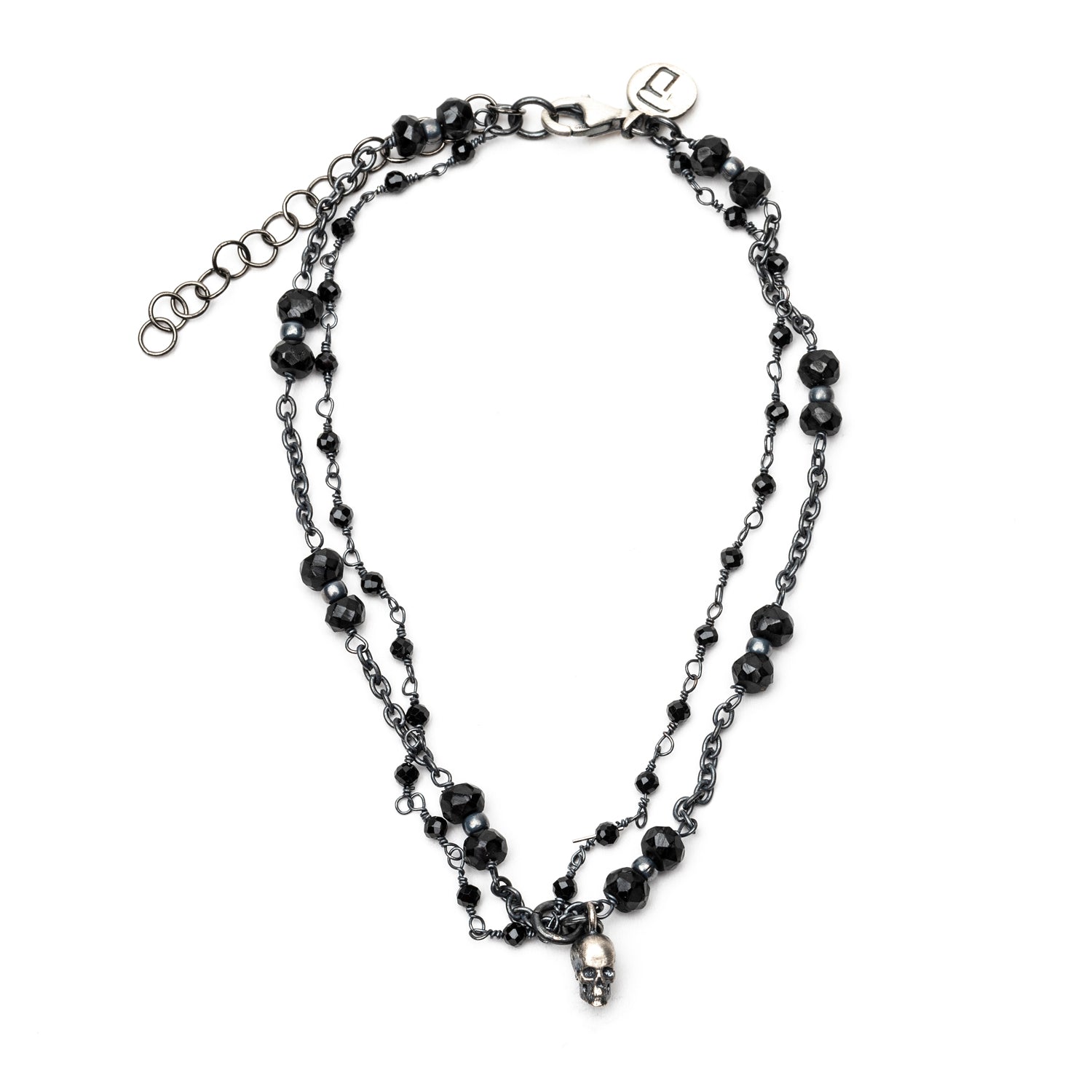 Pulsera Plata Calavera Rosario