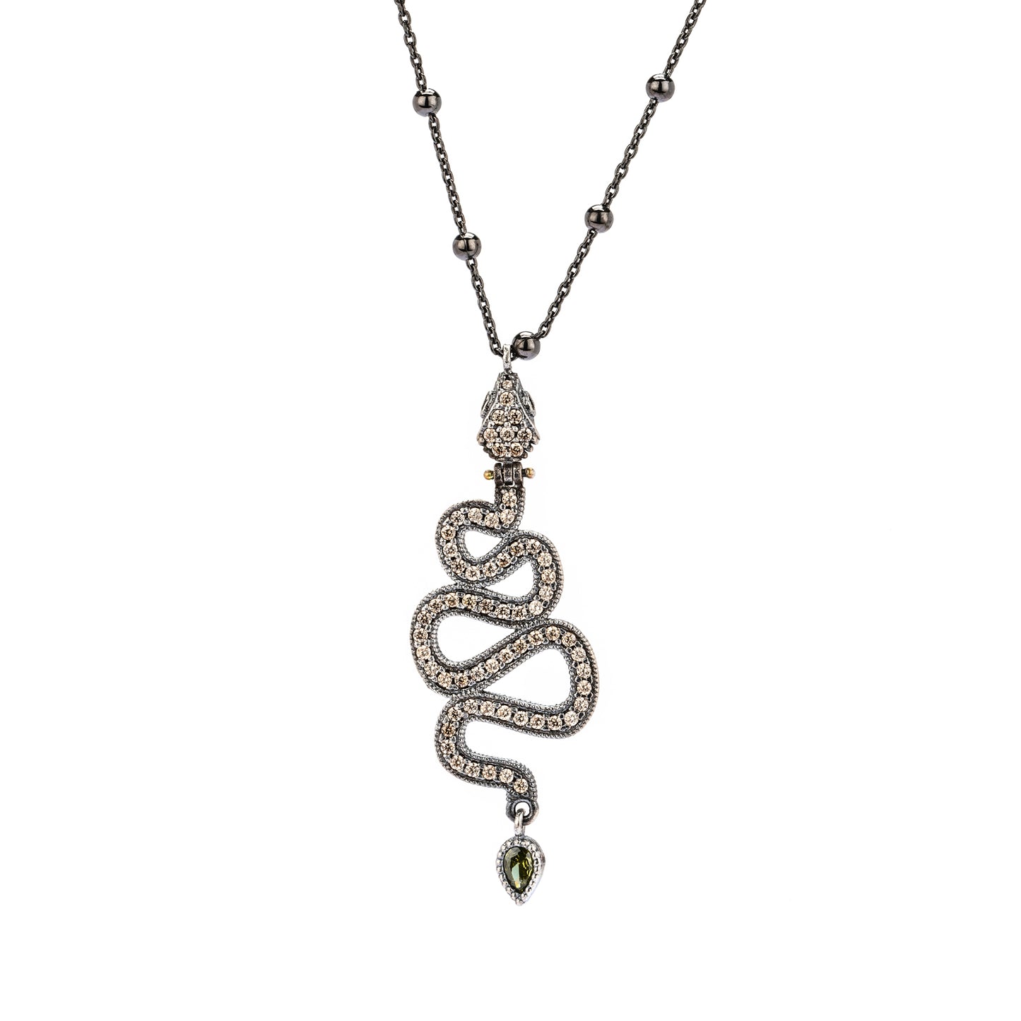 SR-27 COLGANTE PLATA MÓVIL SERPIENTE ZIGZAG, CIRCONITAS CAVA
