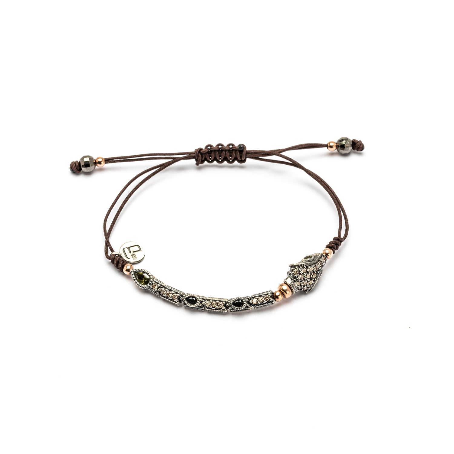 Pulsera plata macramé serpiente